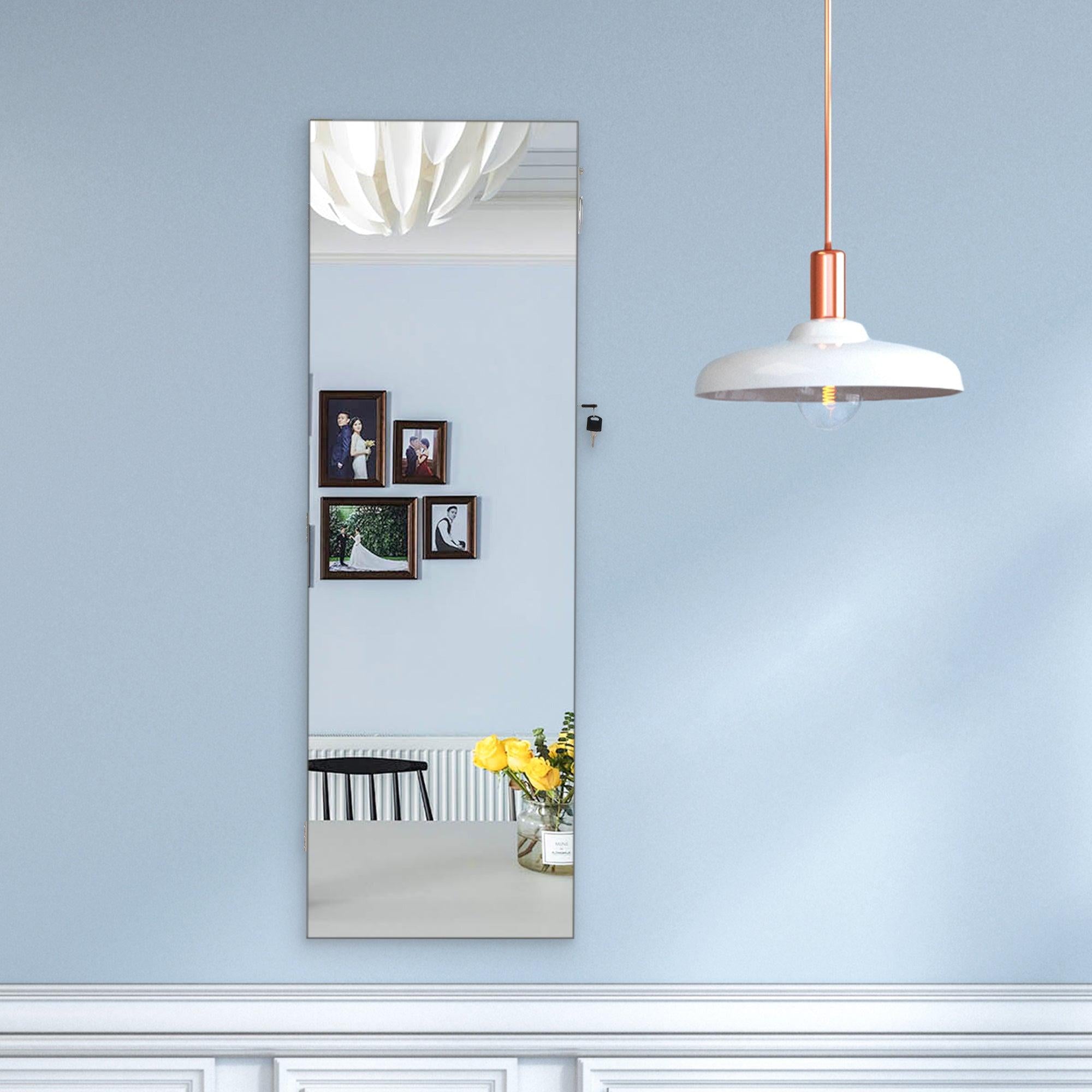 Fashion Simple JewelryStorage Mirror Cabinet With LED Lights Can Be Hung On The Door Or Wall