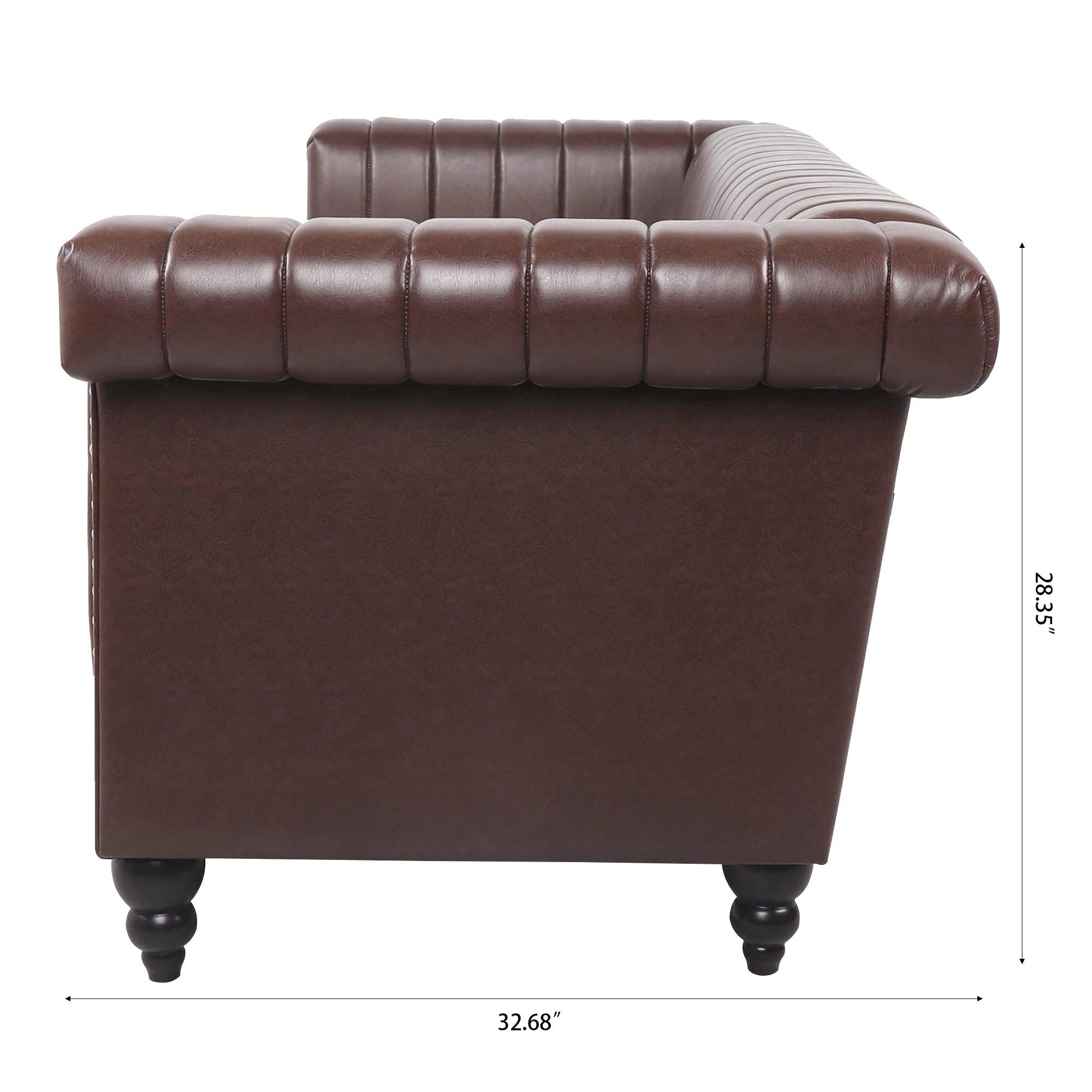 83.66" Width Traditional  Square Arm removable cushion 3 seater Sofa