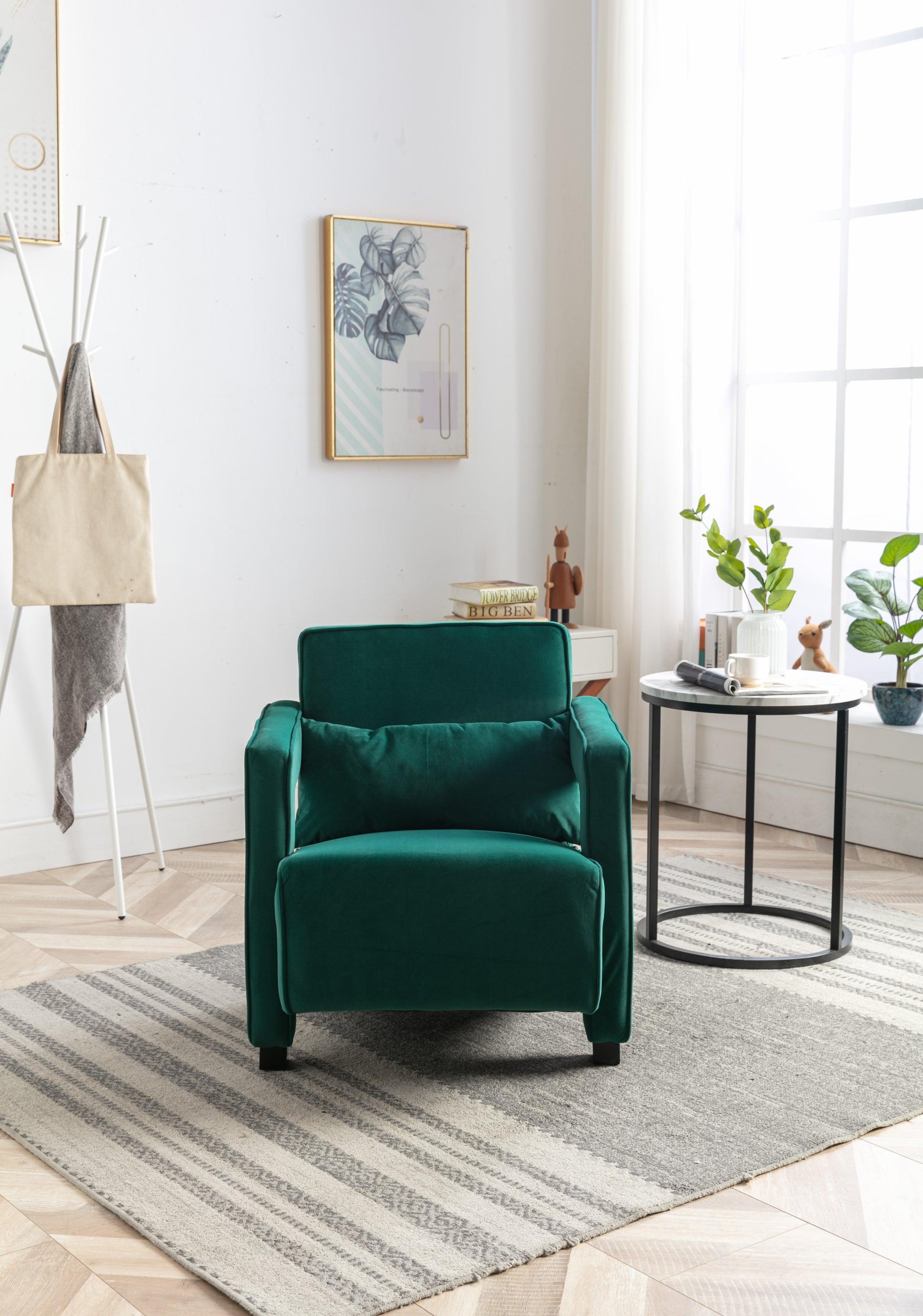 Modern  Velvet Open Back Upholstered Armchair with Pillow