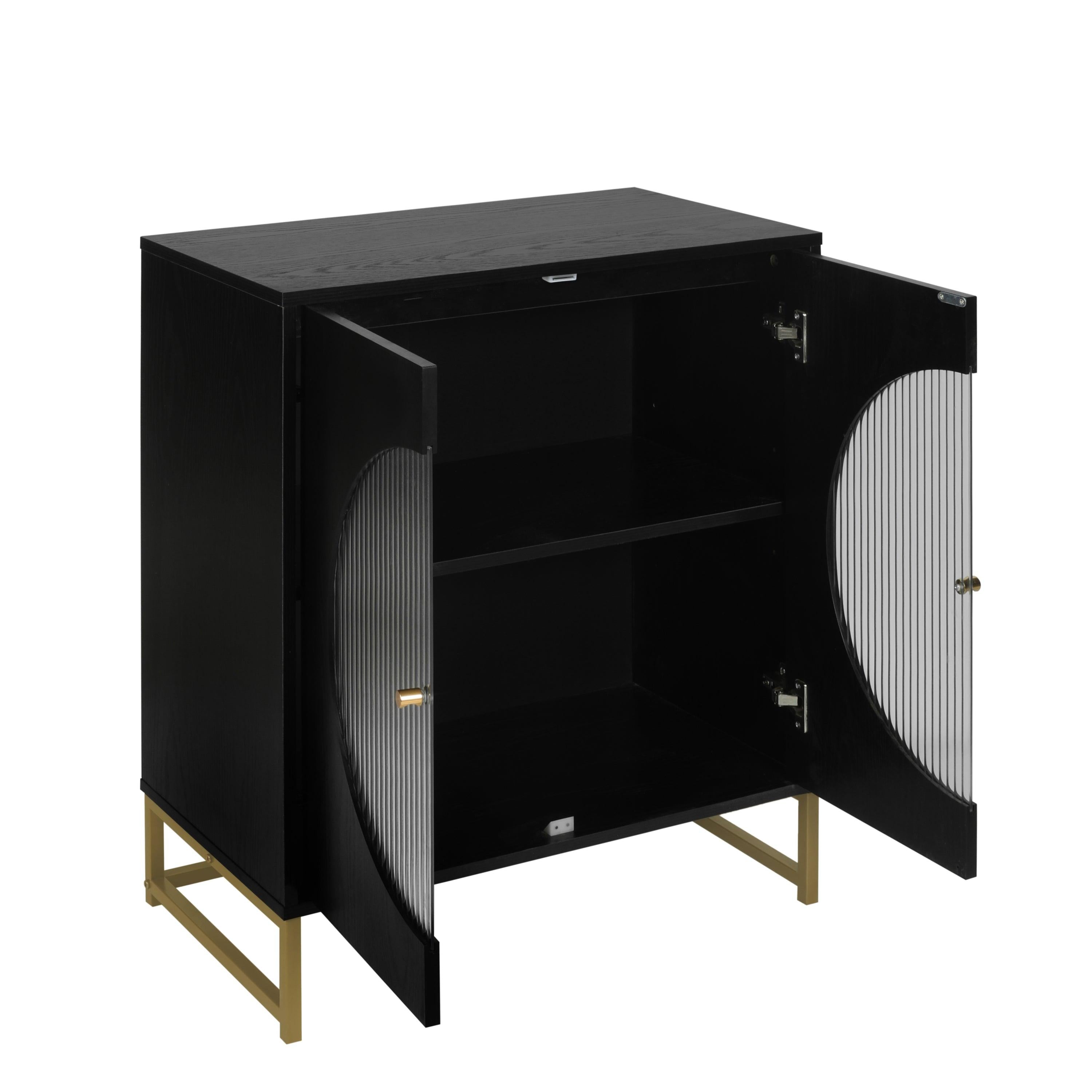 BlackStorage Cabinet with Glass Door, Sideboard Buffet Cabinet for Kitchen,Dining Room