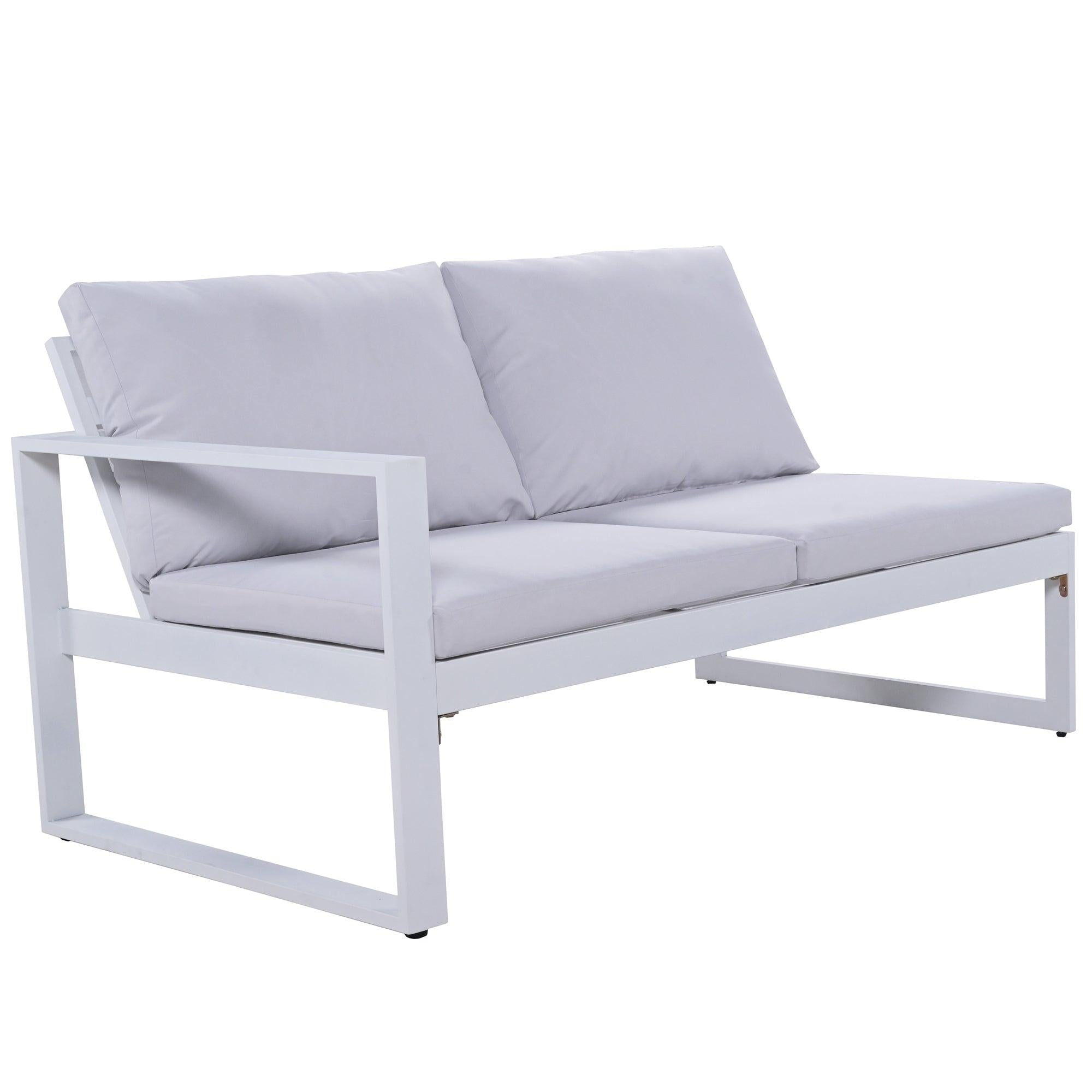 Industrial Style Outdoor Sofa Combination Set With 2 Love Sofa,1 Single Sofa,1 Table,2 Bench