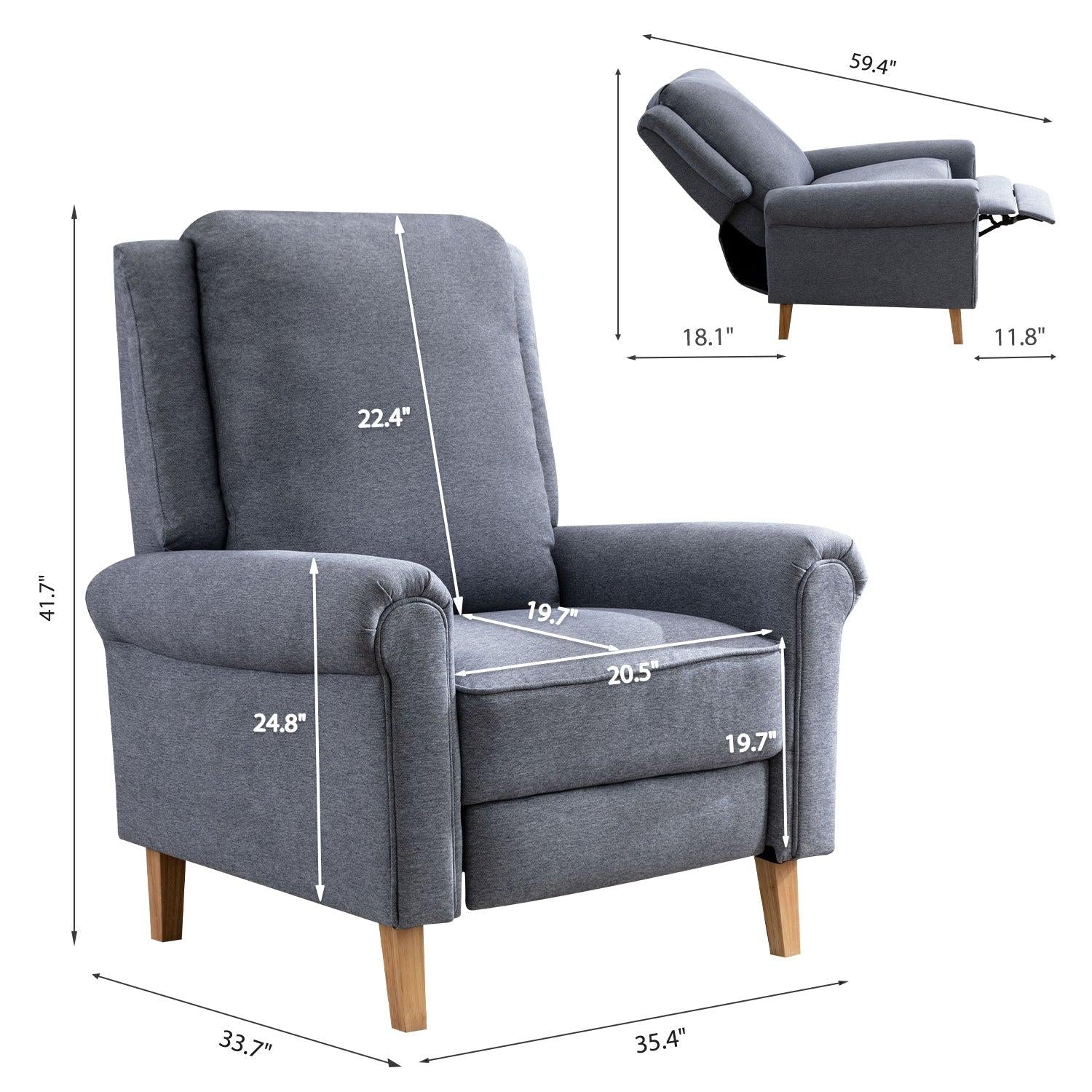 High elastic sponge push-back reclining single sofa chair