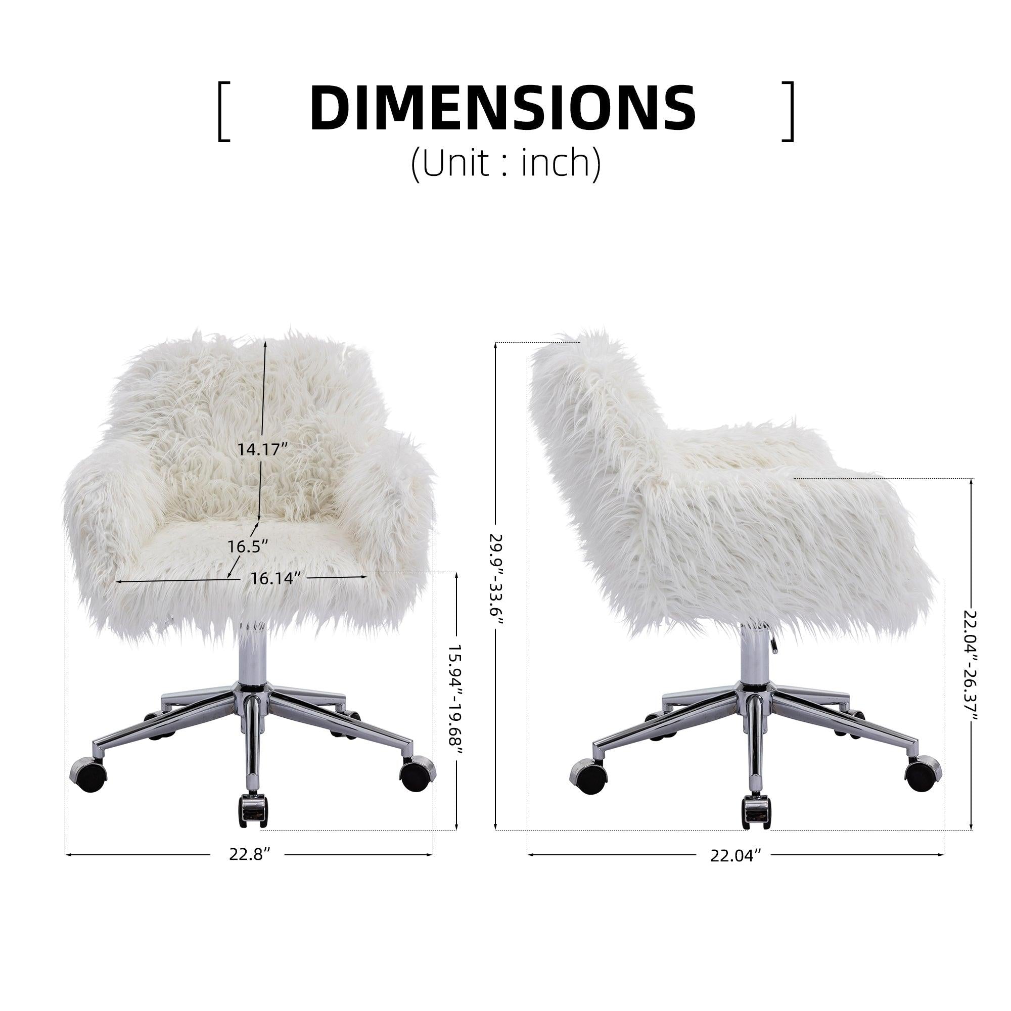 Modern Faux fur home office chair, fluffy chair for girls, makeup vanity Chair