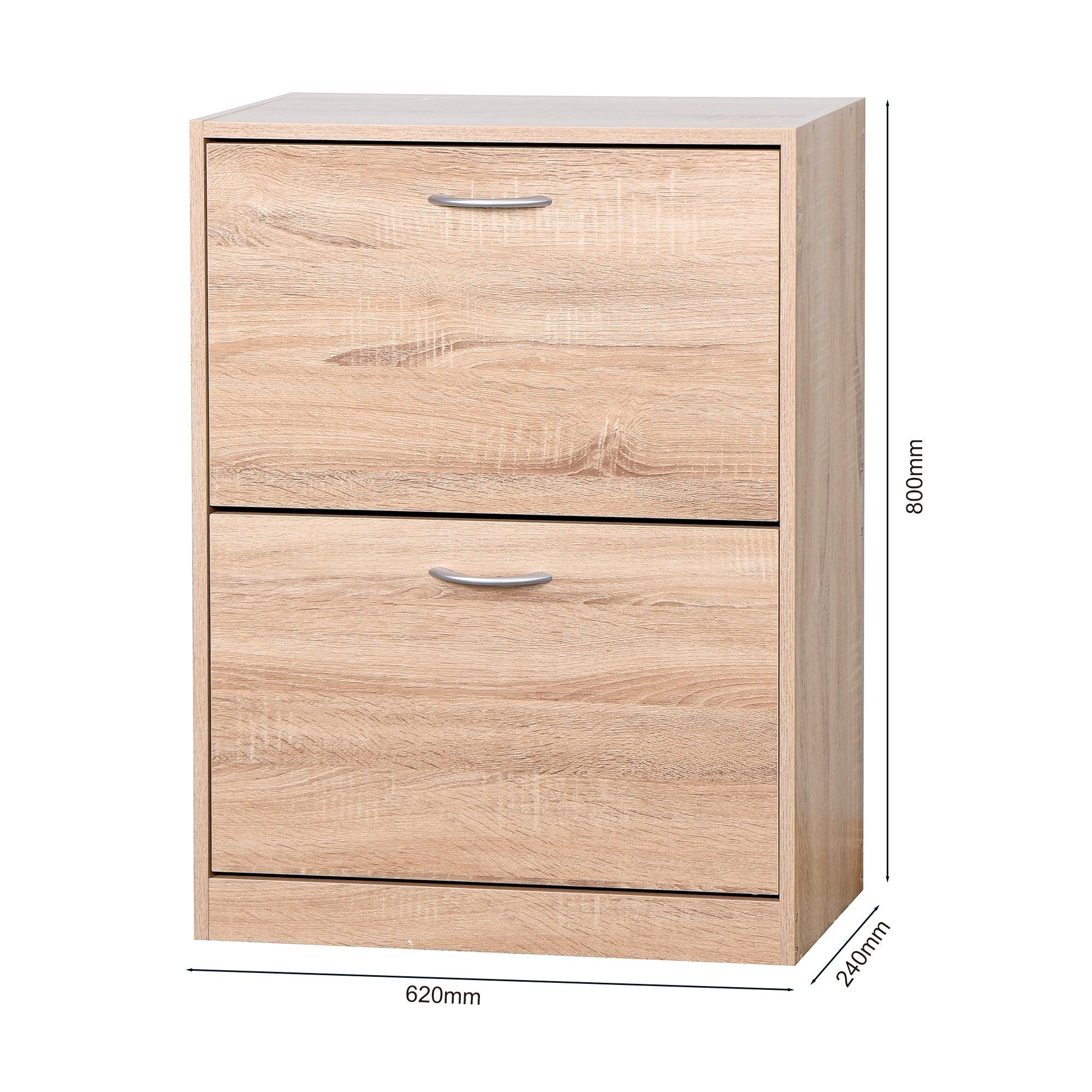 WoodenShoe Cabinet for Entryway, WhiteShoeStorage Cabinet with 2 Flip Doors 20.94x9.45x43.11 inch