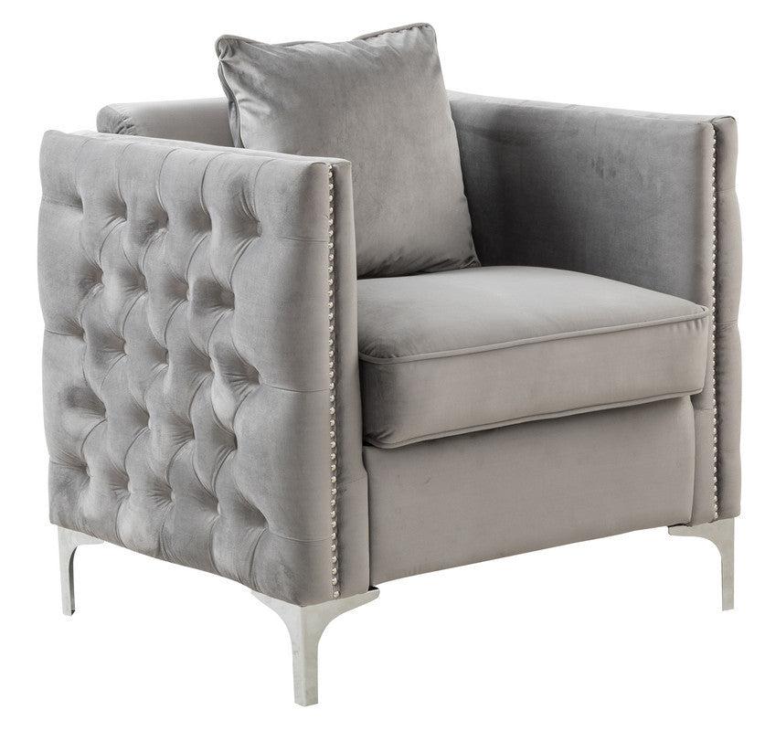 Bayberry Gray Velvet Sofa Loveseat Chair Living Room Set