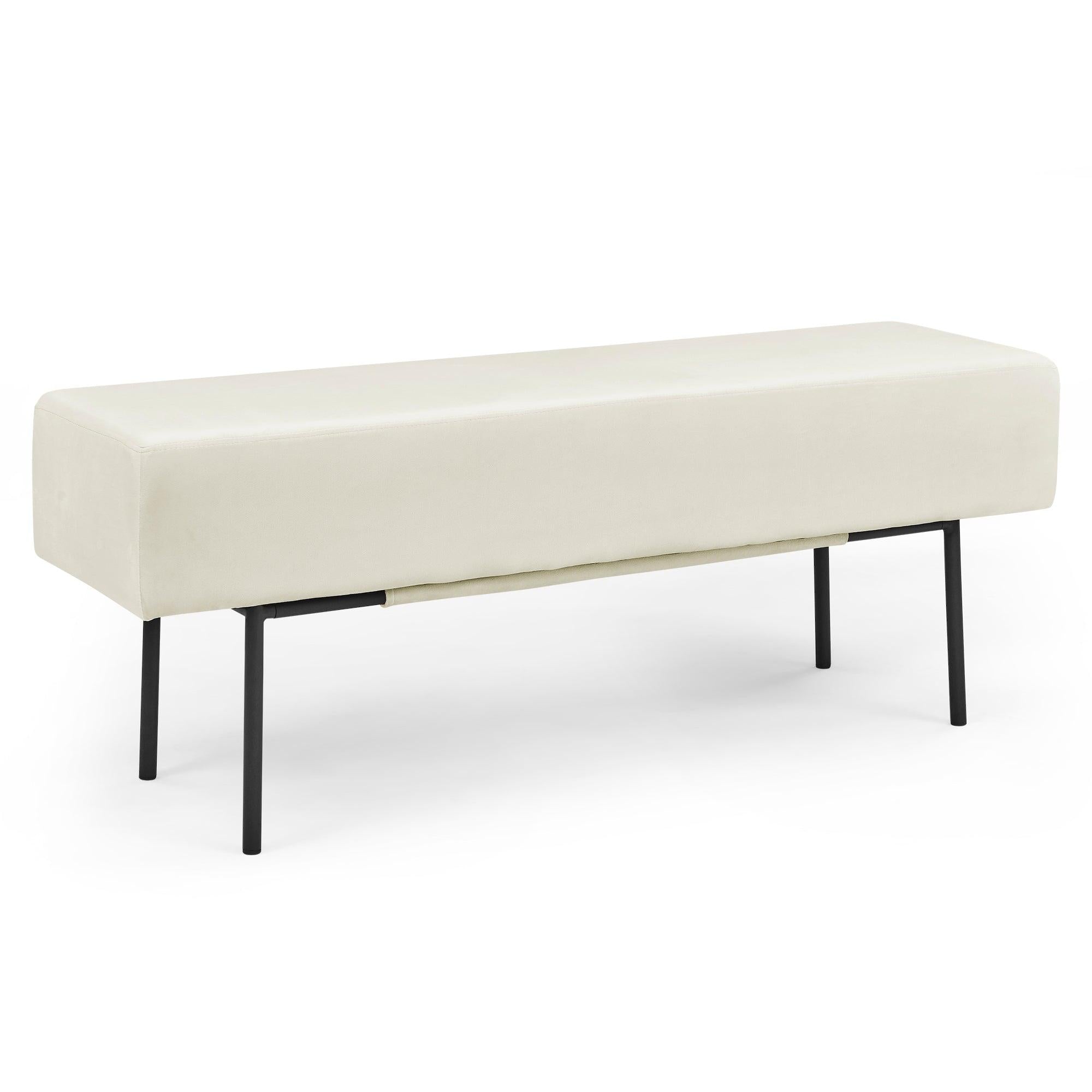 Contemporary Style Bedroom Velvet Upholstered Bench, Beige,( 45'' x13''x 17''）