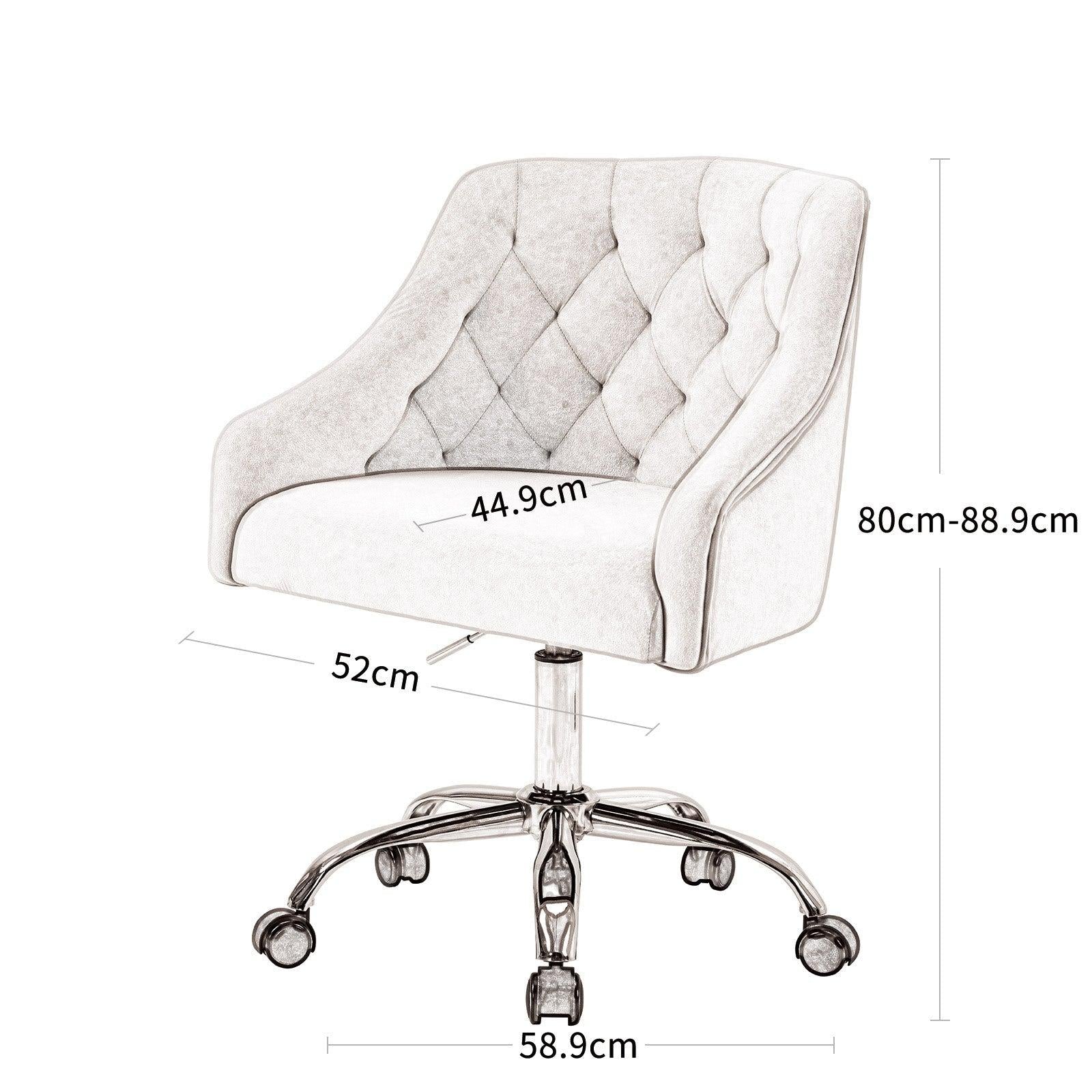 Modern Velvet Office Task Chair Height Adjustable 360° Swivel Upholstered Computer Task Chair with Wheels for Study Room Living Room Bedroom