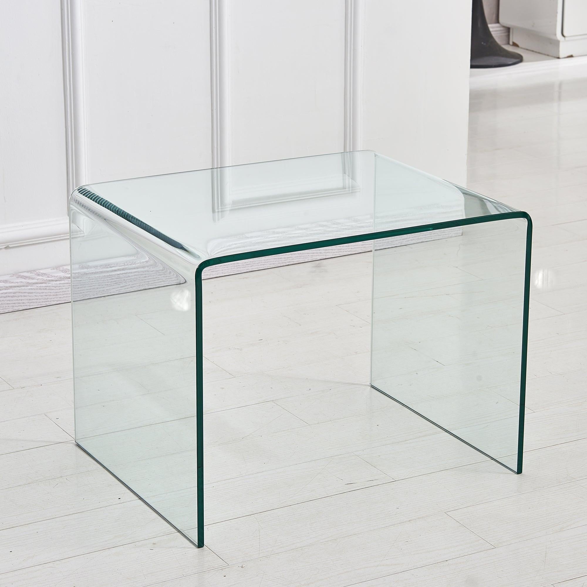 Small Clear Glass Side & End Table, Tempered Glass End Table Small Coffee Table