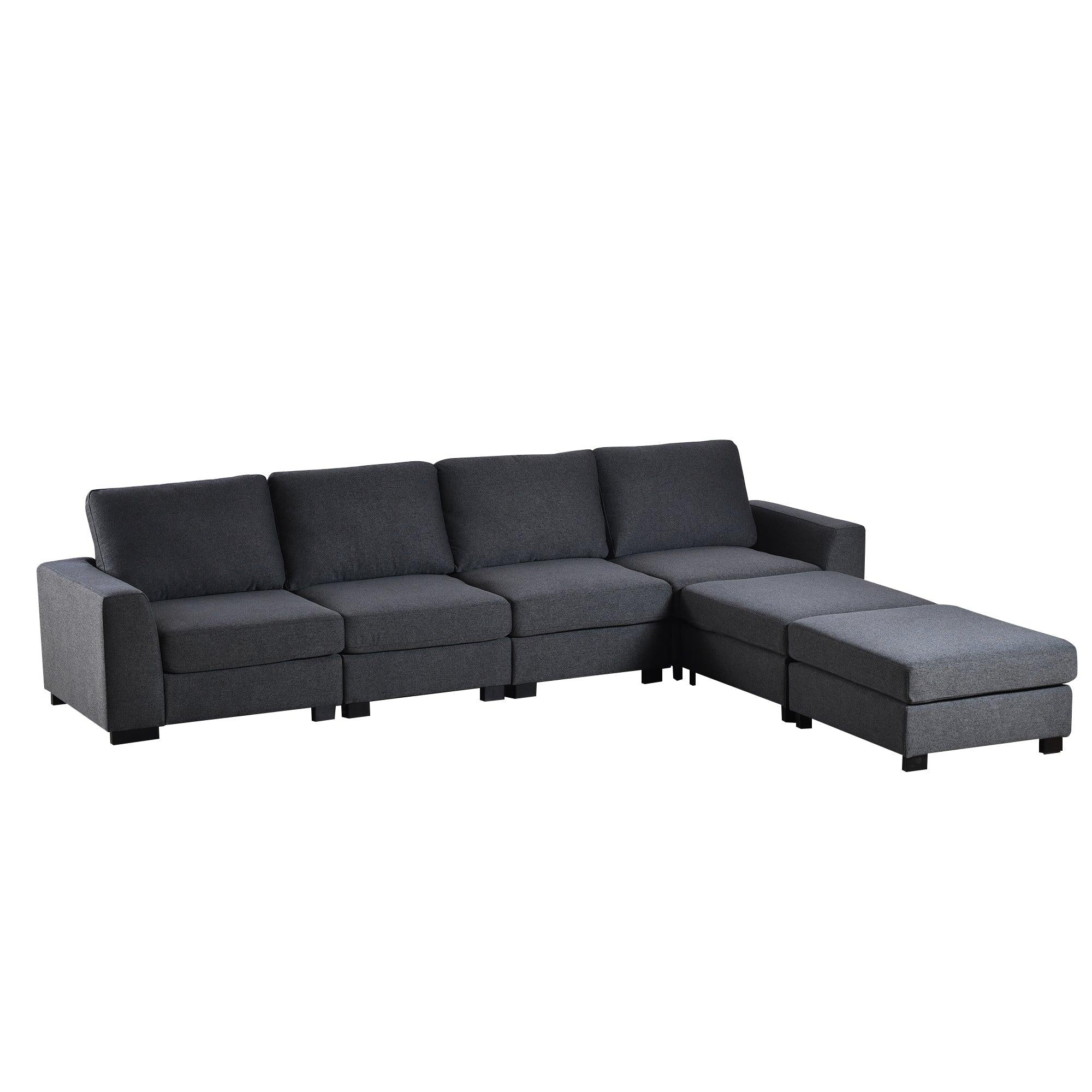 3 Pieces U shaped Sofa with Removable Ottomans