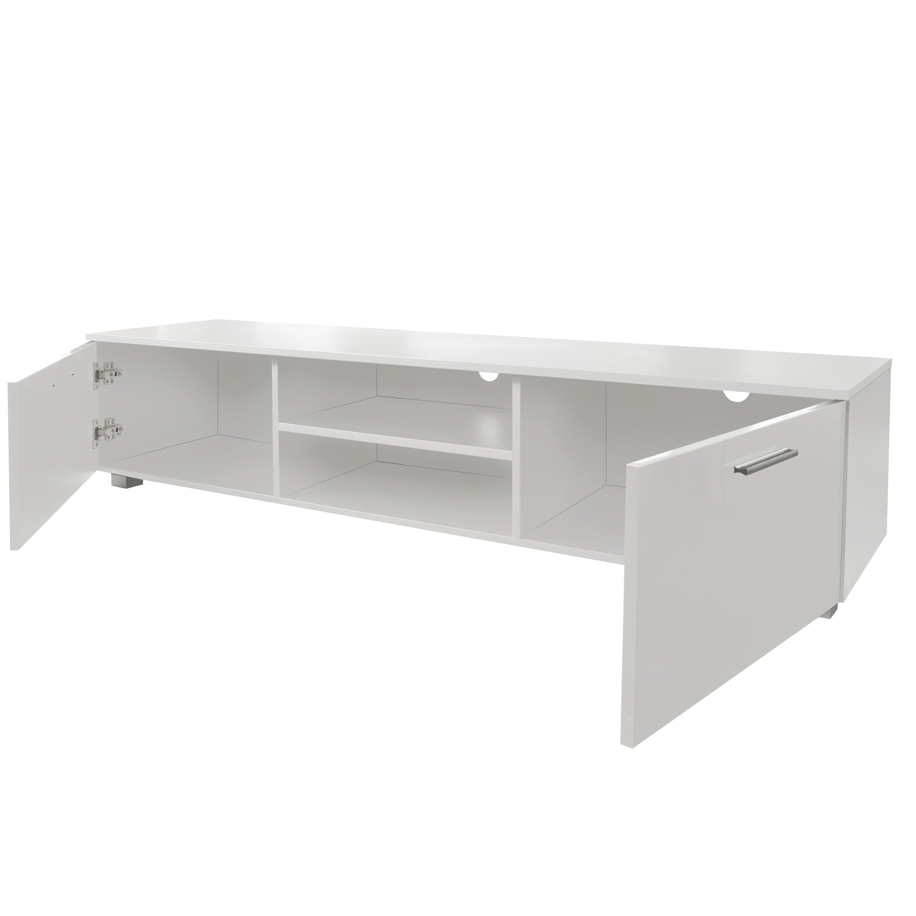 White TV Stand for 70 Inch TV Stands, Media Console Entertainment Center Television Table, 2Storage Cabinet with Open Shelves for Living Room Bedroom