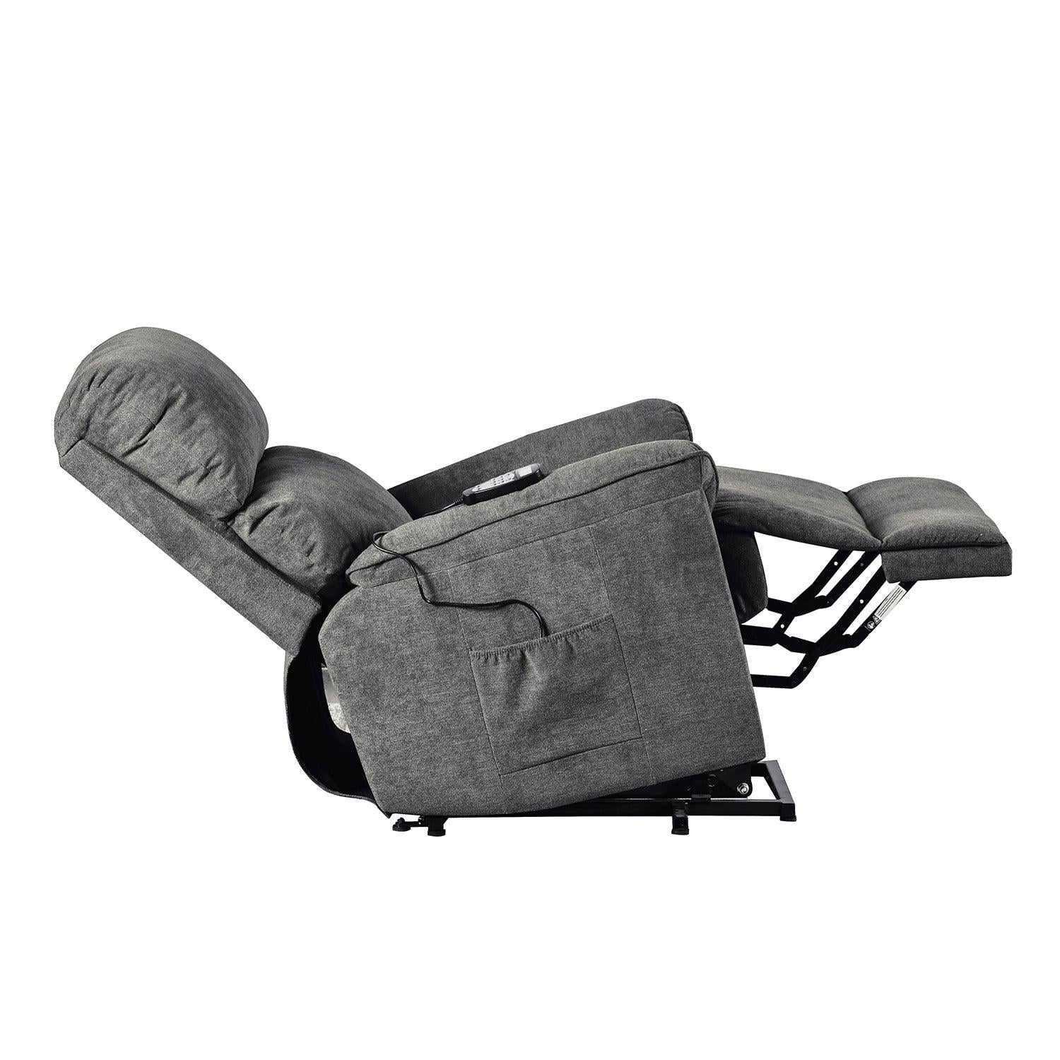 Power Lift Chair with Massage and Heating Function Soft Fabric Upholstery Recliner for Living Room