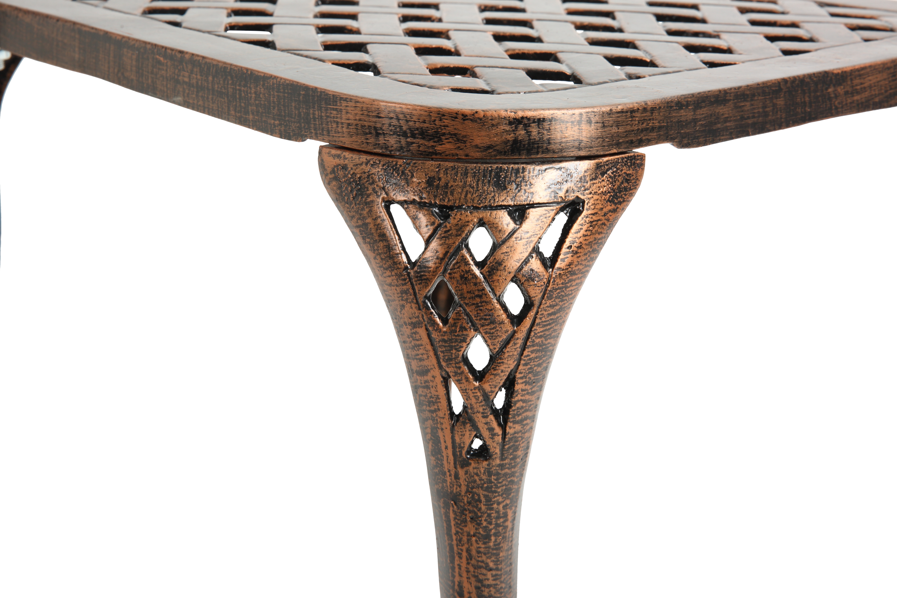 Patio End Table, Outdoor Side Table Cast Aluminum Metal Furniture - Bronze