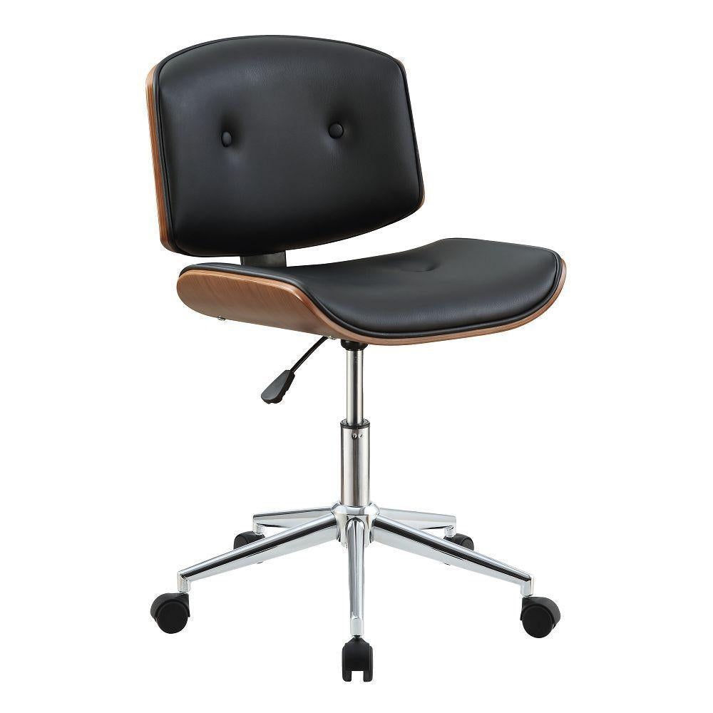 ACME Camila Office Chair in Black PU & Walnut 92418 image