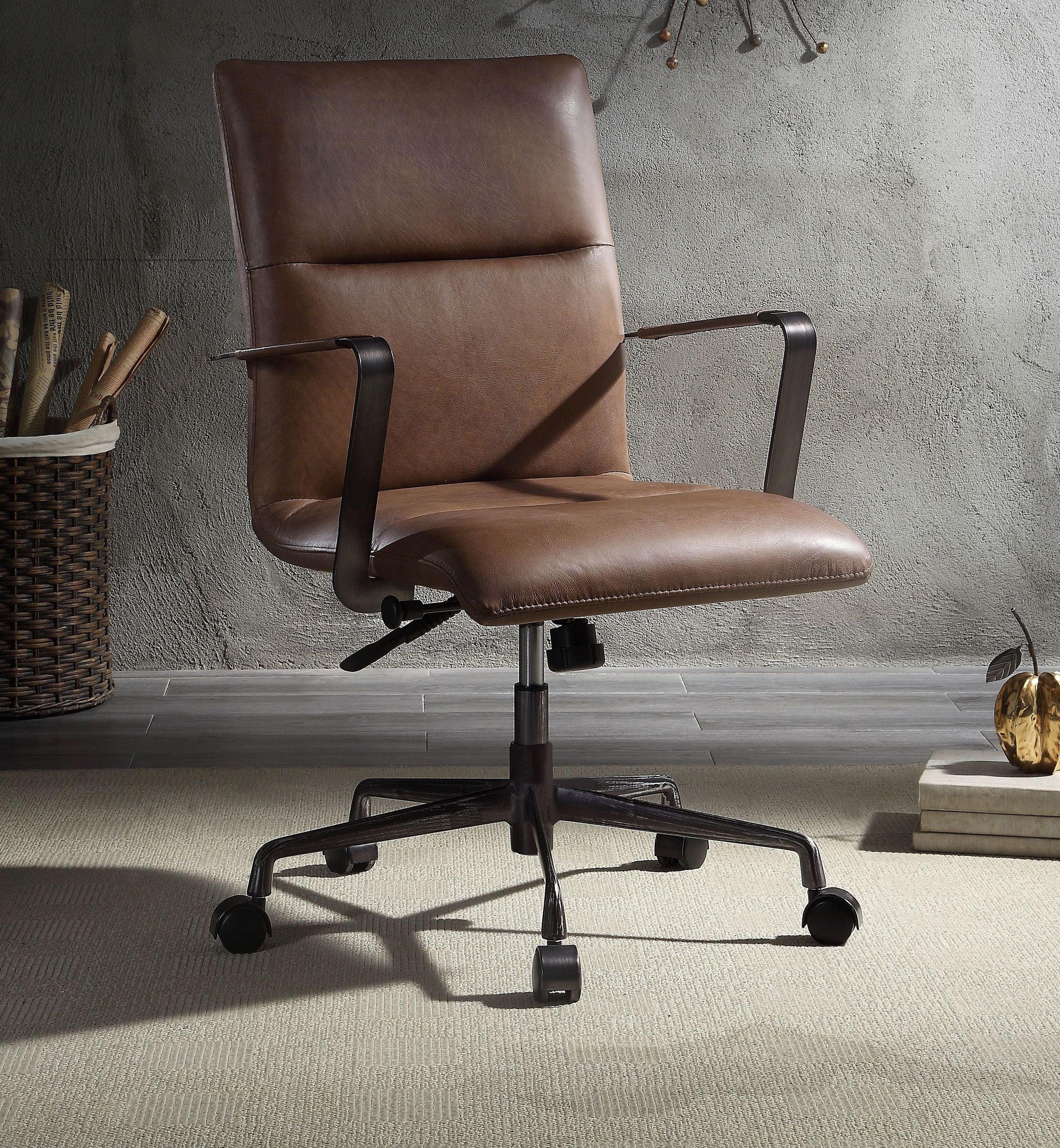 ACME Indra Office Chair, Vintage Chocolate Top Grain Leather 92568 image