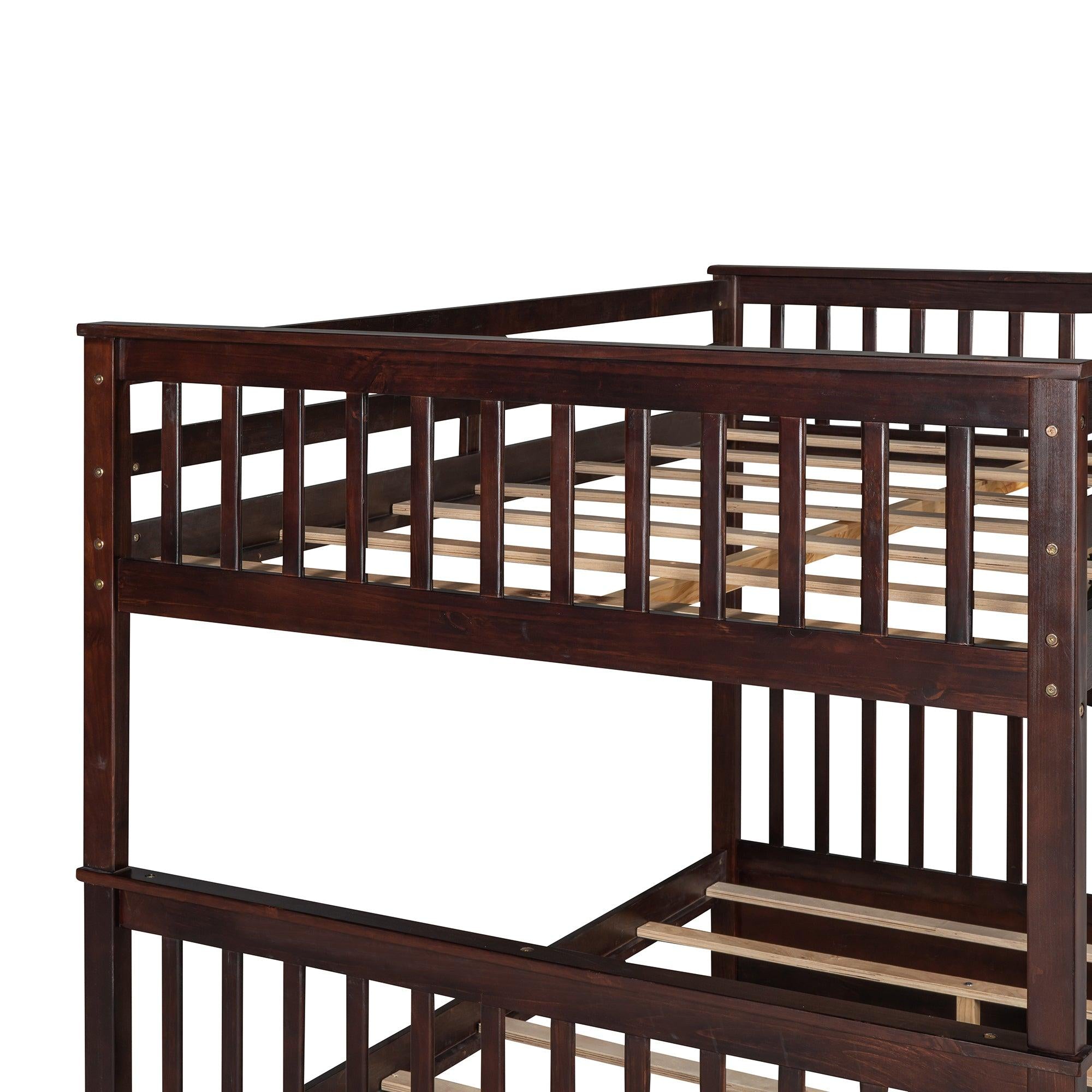 Full over Full Bunk Bed with Ladders and TwoStorage Drawers - Espresso