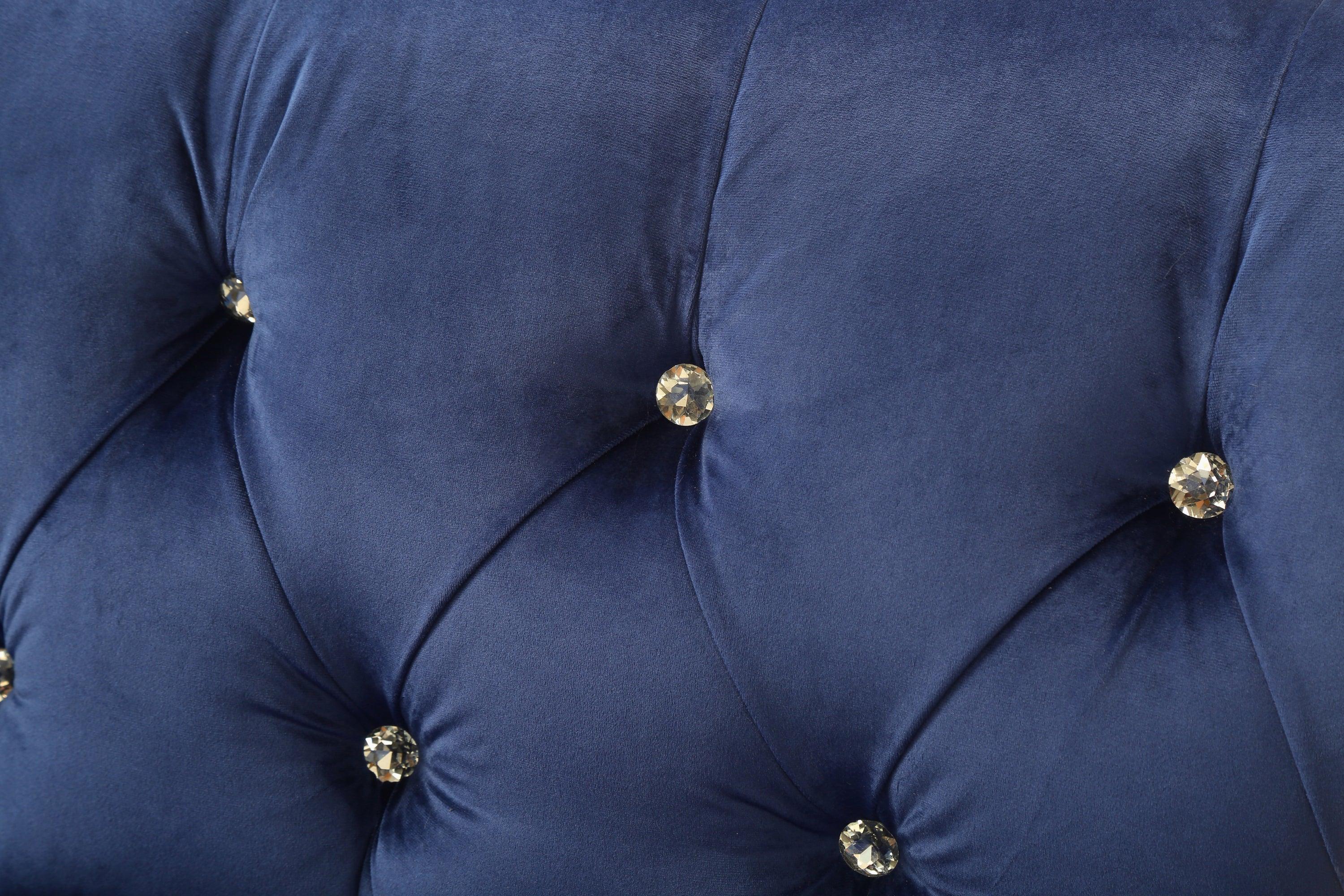 Russell Tufted Upholstery Sofa Finished in Velvet Fabric in Blue