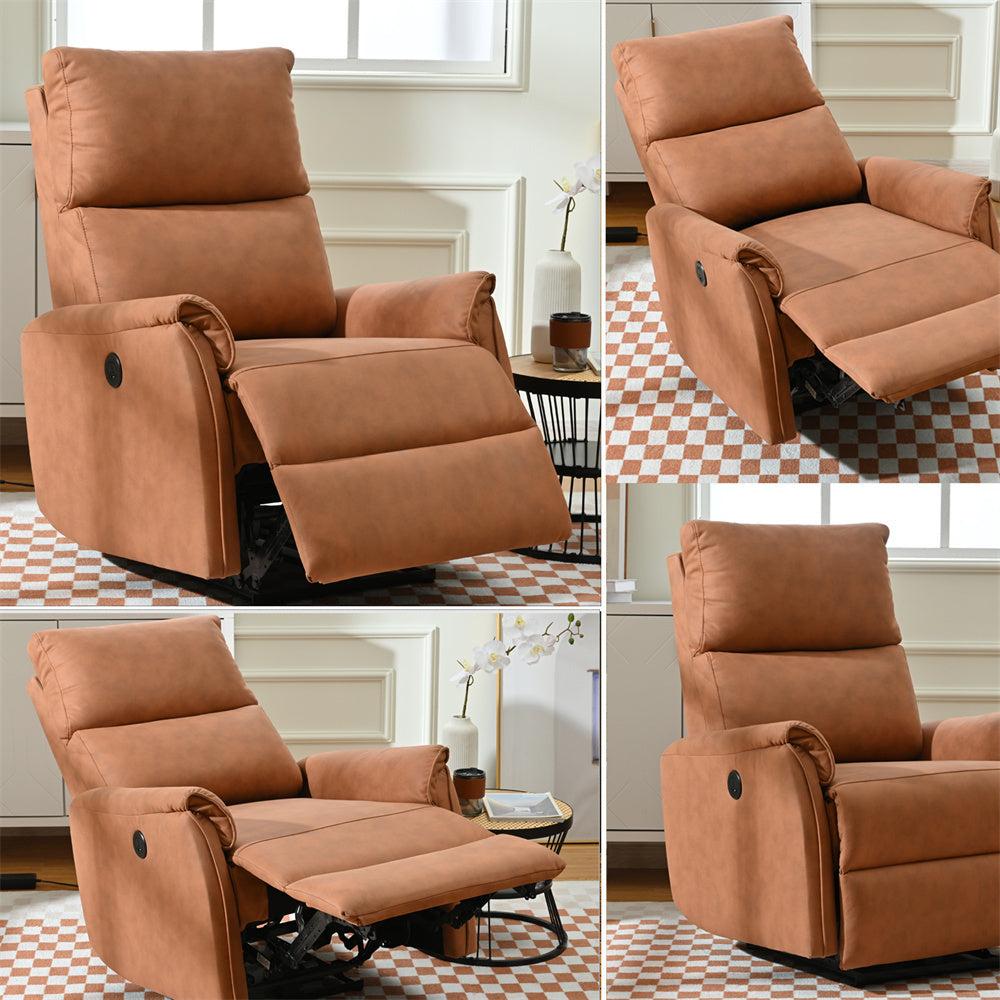 Electric Power Recliner Chair Fabric, Reclining Chair for Bedroom Living Room,Small Recliners Home Theater Seating, with USB Ports,Recliner for small spaces