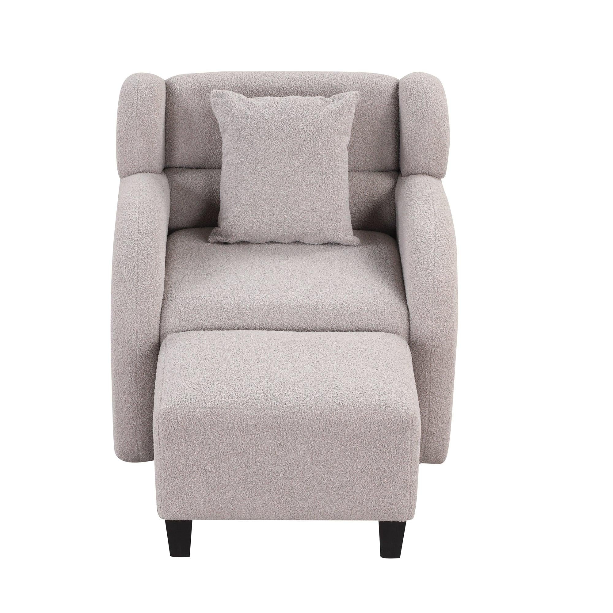 Swivel Accent Chair with Ottoman, Teddy Short Plush Particle Velvet Armchair,360 Degree Swivel Barrel Chair with footstool for Living Room, Hotel, Bedroom, Office, Lounge,Grey