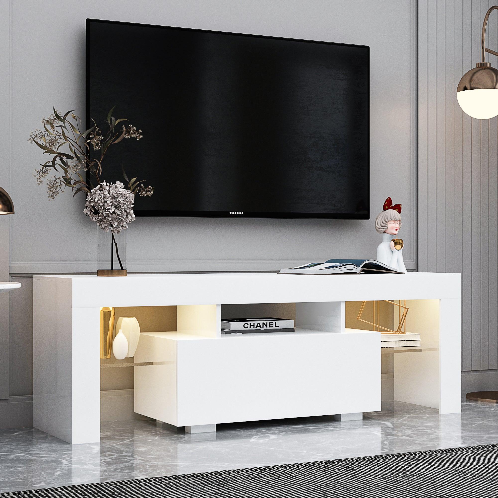 Entertainment TV Stand, Large TV Stand TV Base Stand with LED Light TV Cabinet.