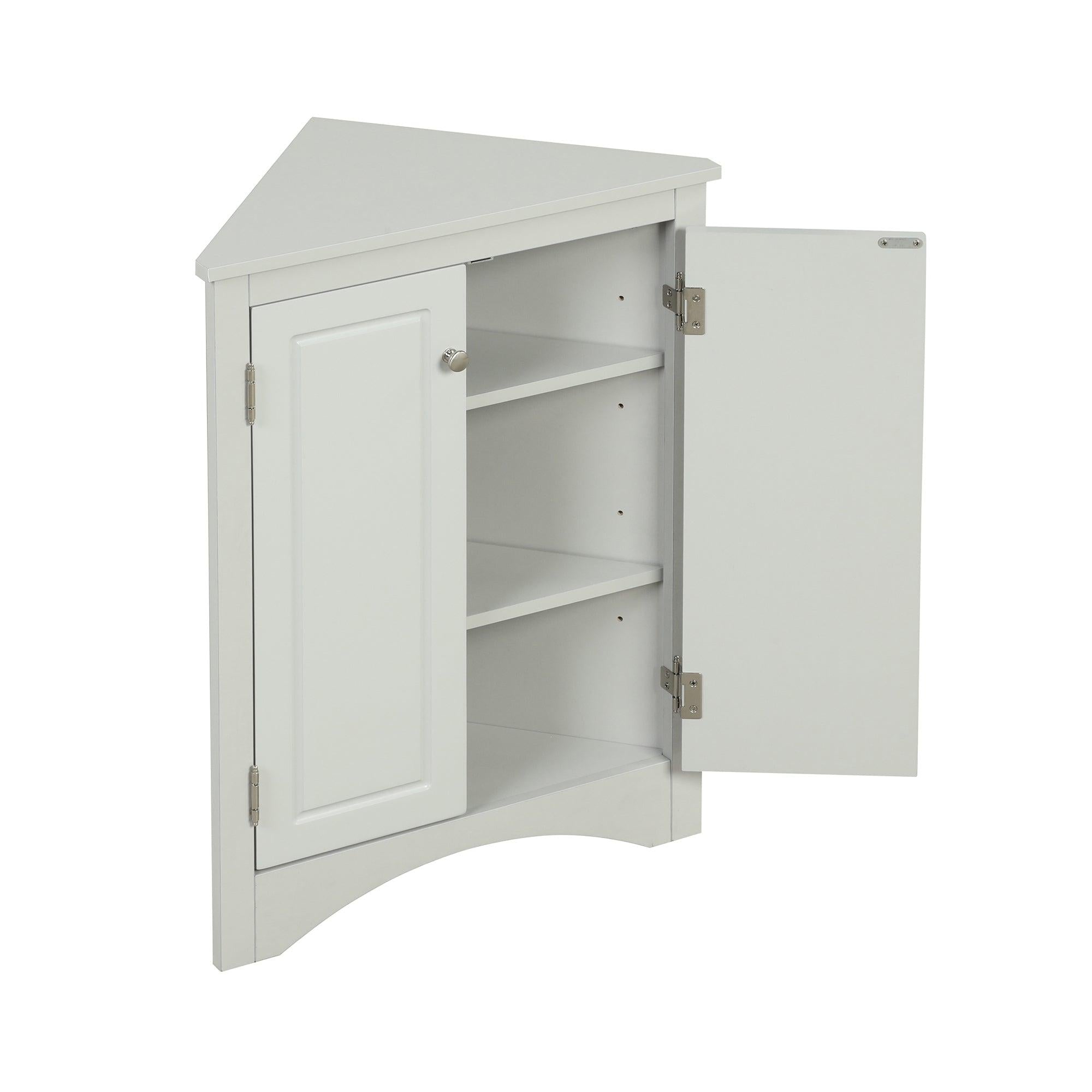 Grey Triangle BathroomStorage Cabinet with Adjustable Shelves, Freestanding Floor Cabinet for Home Kitchen