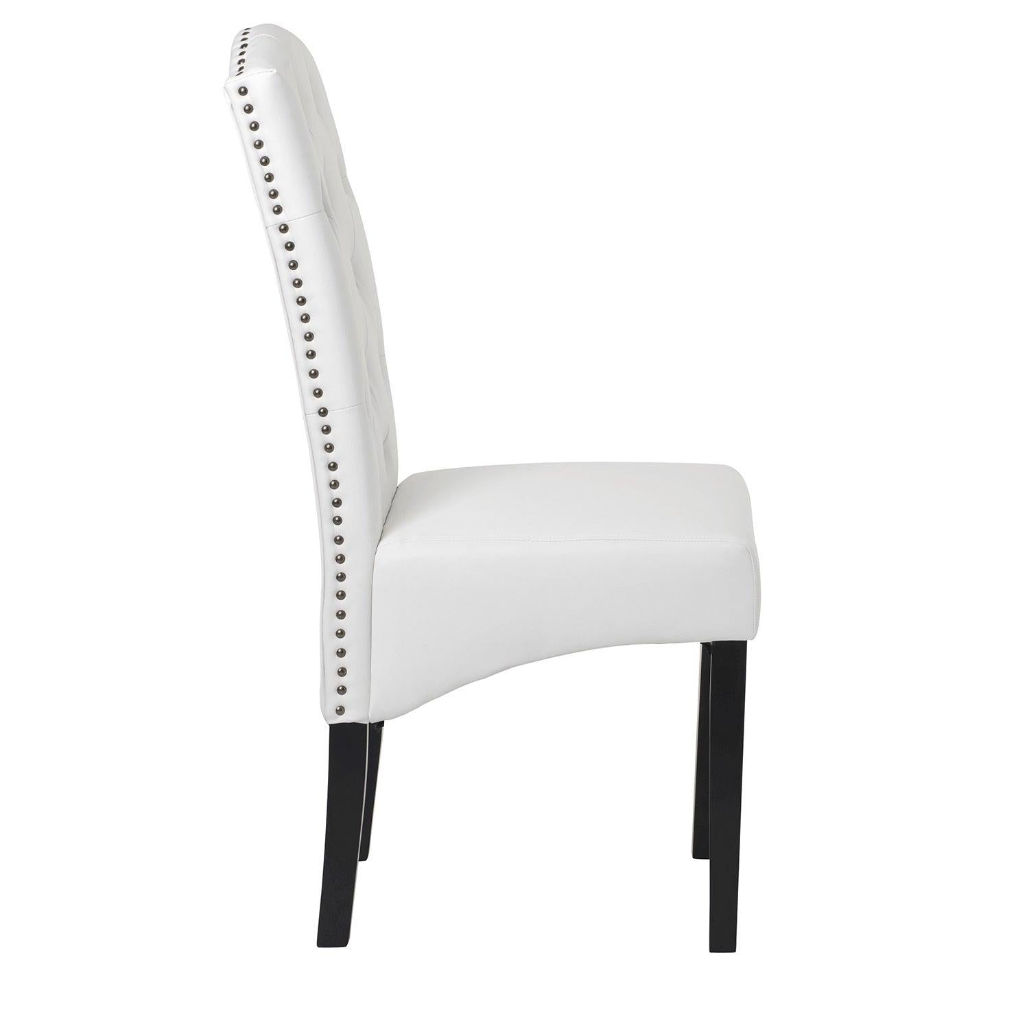 Dining PU Chair with Solid Wood Legs, 18.11" L x 24.01" W x 40.95" H White