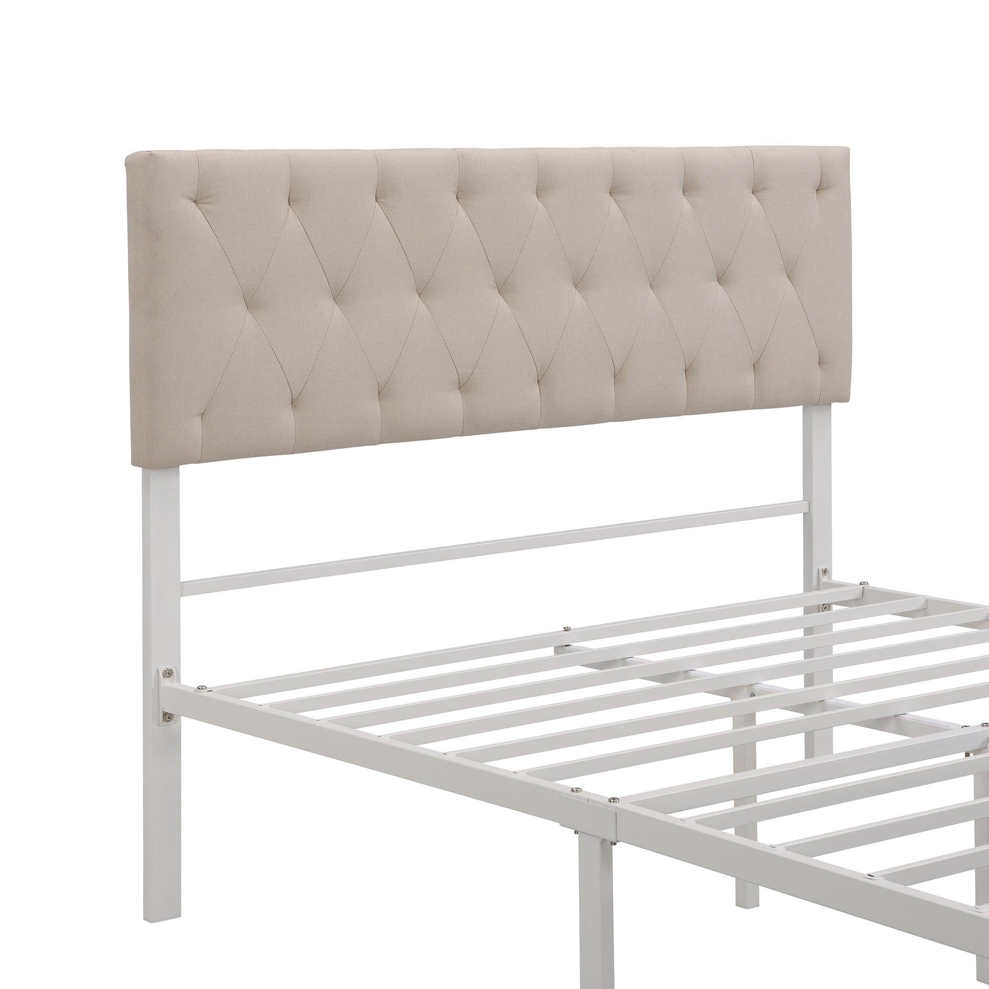 Full SizeStorage Bed Metal Platform Bed with a Big Drawer - Beige