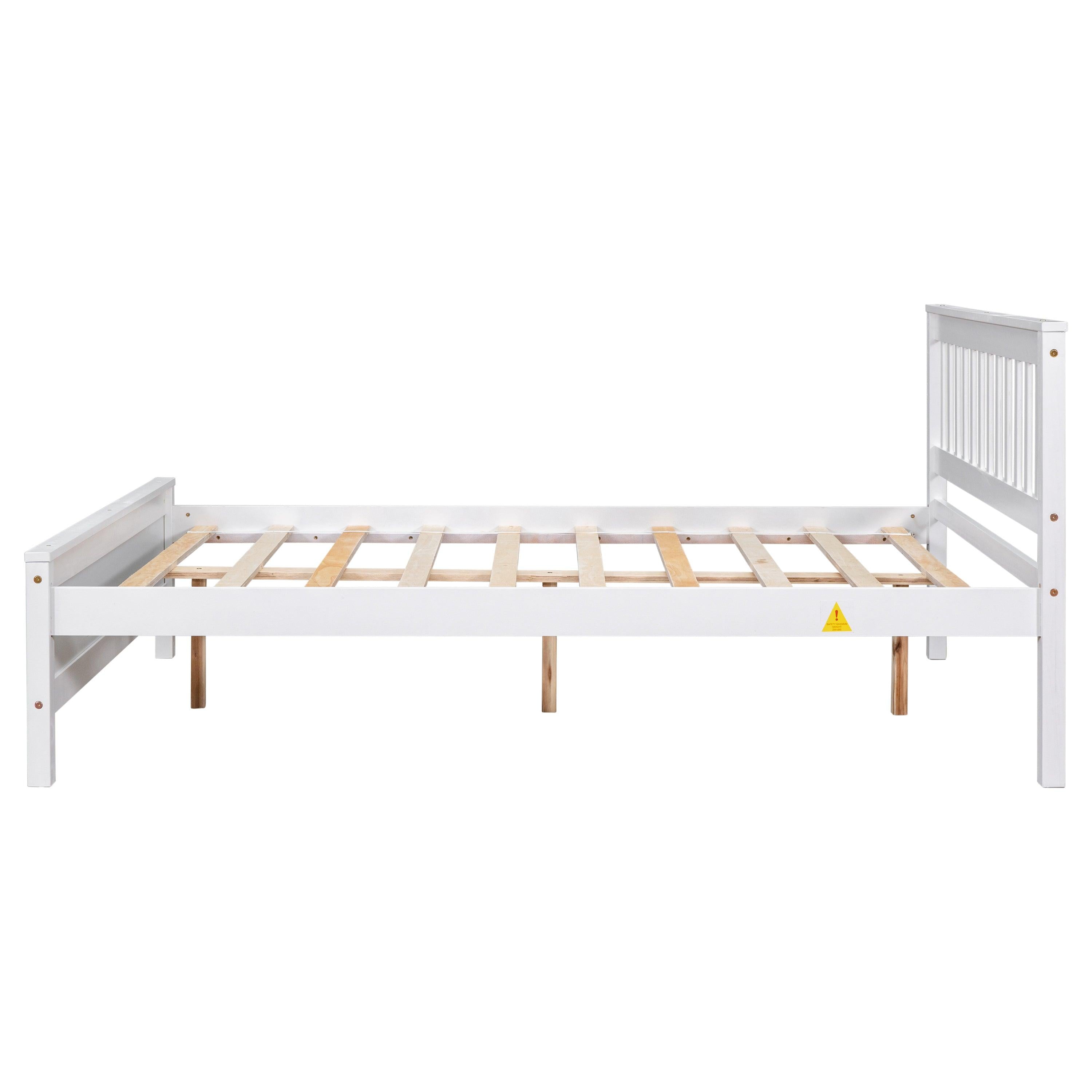 Full Bed with Headboard and Footboard for Kids, Teens, Adults,with a Nightstand ,White