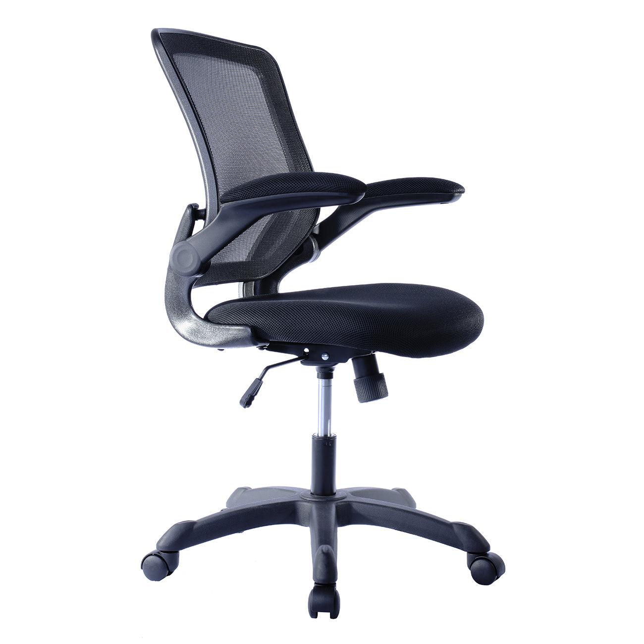 Techni Mobili Mesh Task Office Chair with Flip-Up Arms, Black