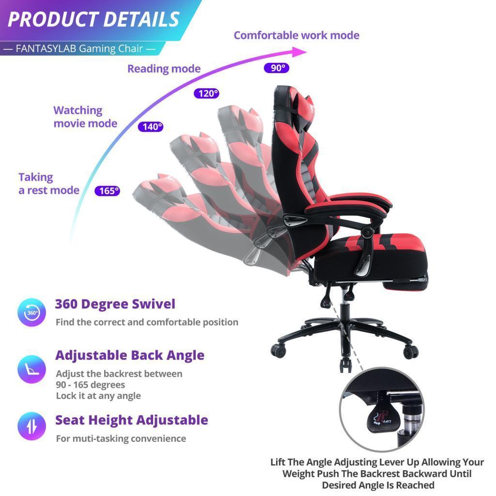 Seat Height Adjustable Swivel Racing Office Computer Ergonomic Video Game Chair