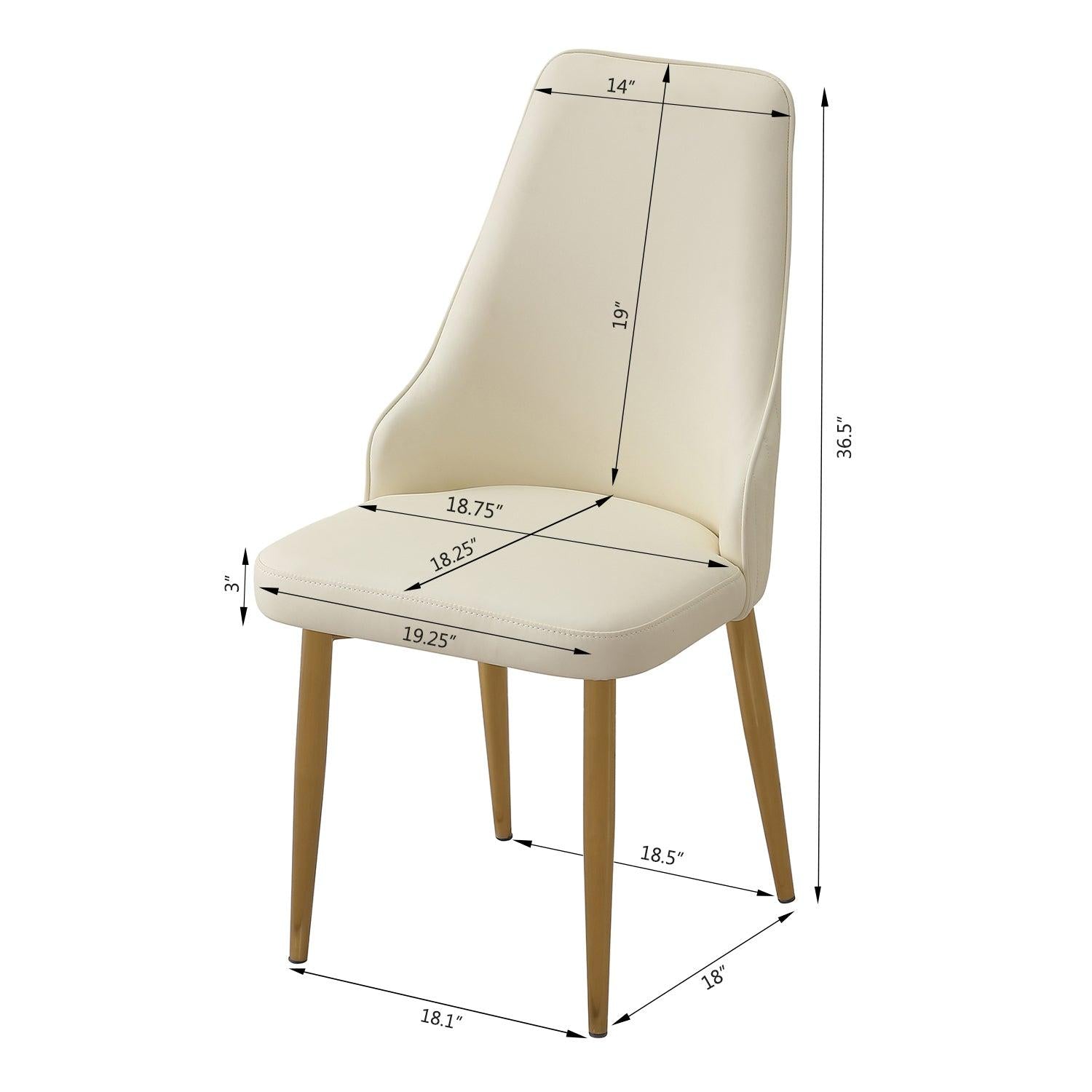 Dining Chair with PU Leather White  strong metal legs (Set of 2)