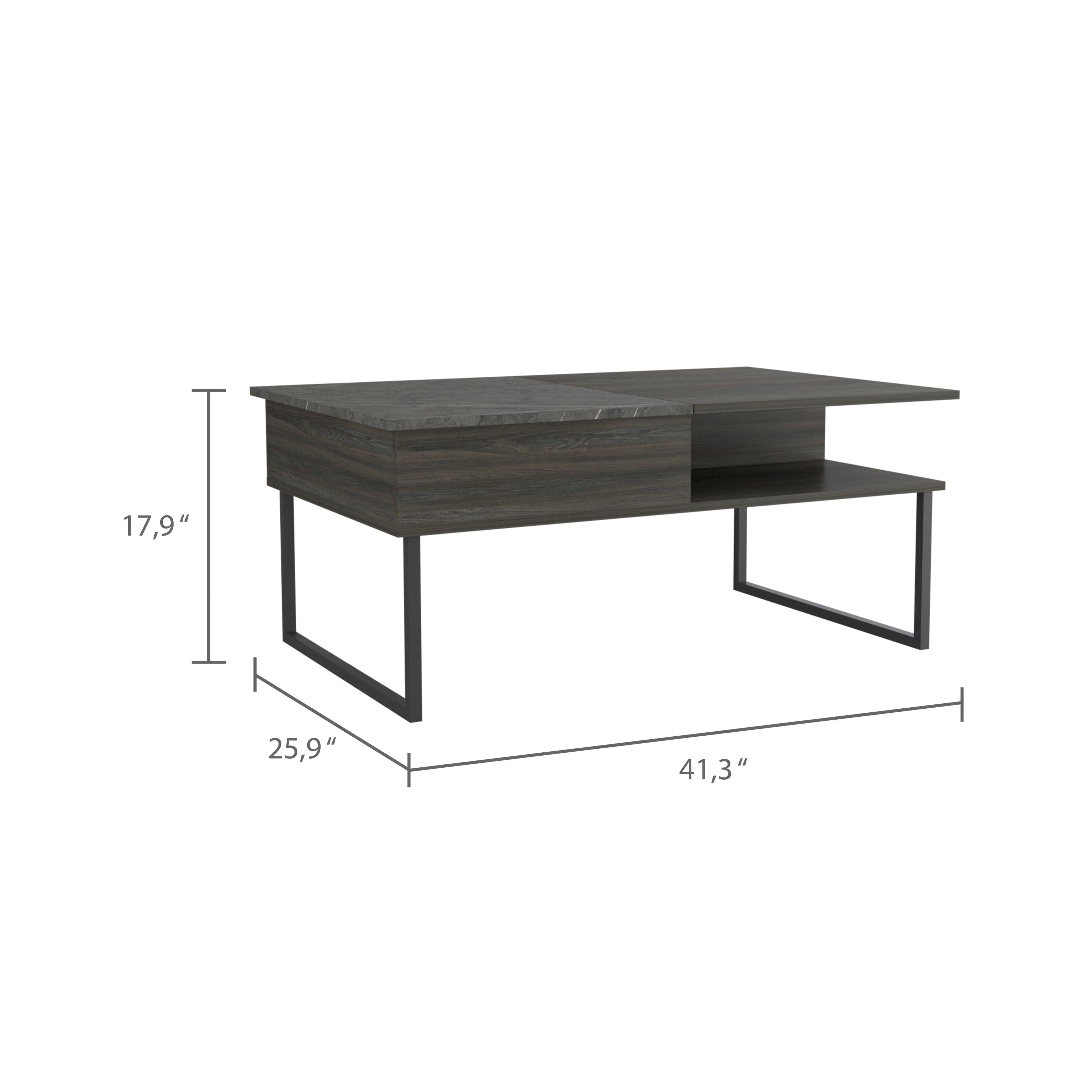 Squire 1-Shelf Lift Top  Coffee Table Carbon Espresso and Onyx