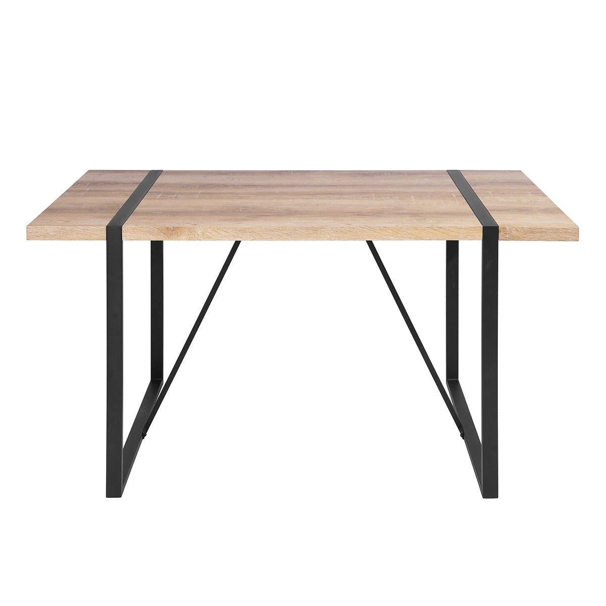 55.1"W x 31.5"D x 29.9"H Industrial Rectangular Dining Table, Oak & Black