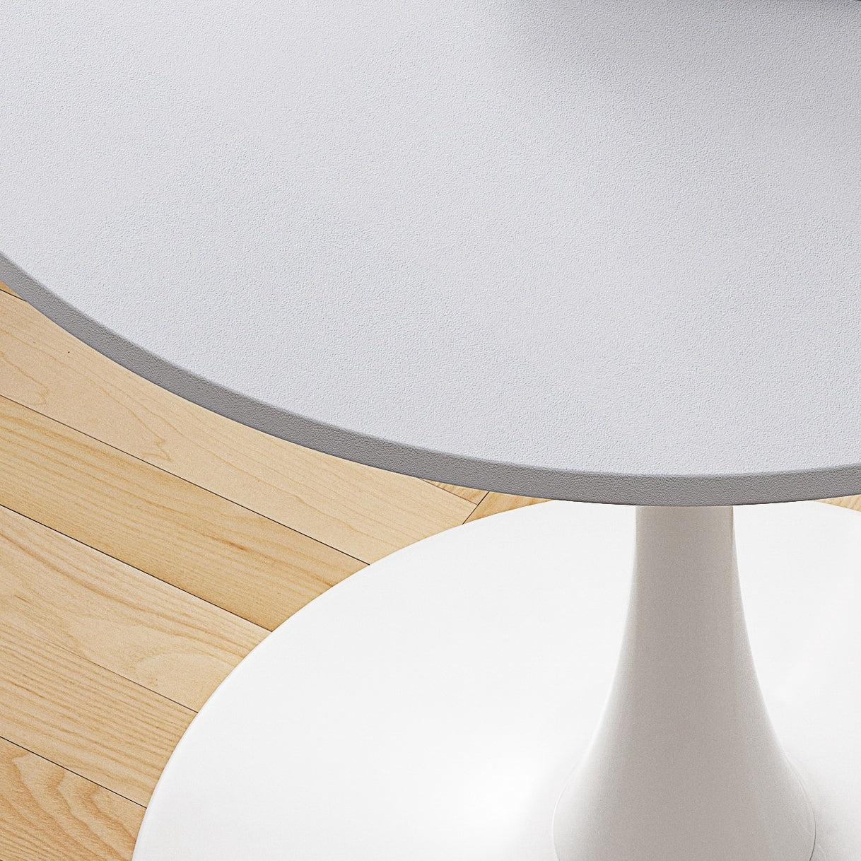 32"Modern Round Dining Table with Round MDF Table Top,Metal Base Dining Table, End Table Leisure Coffee Table,White