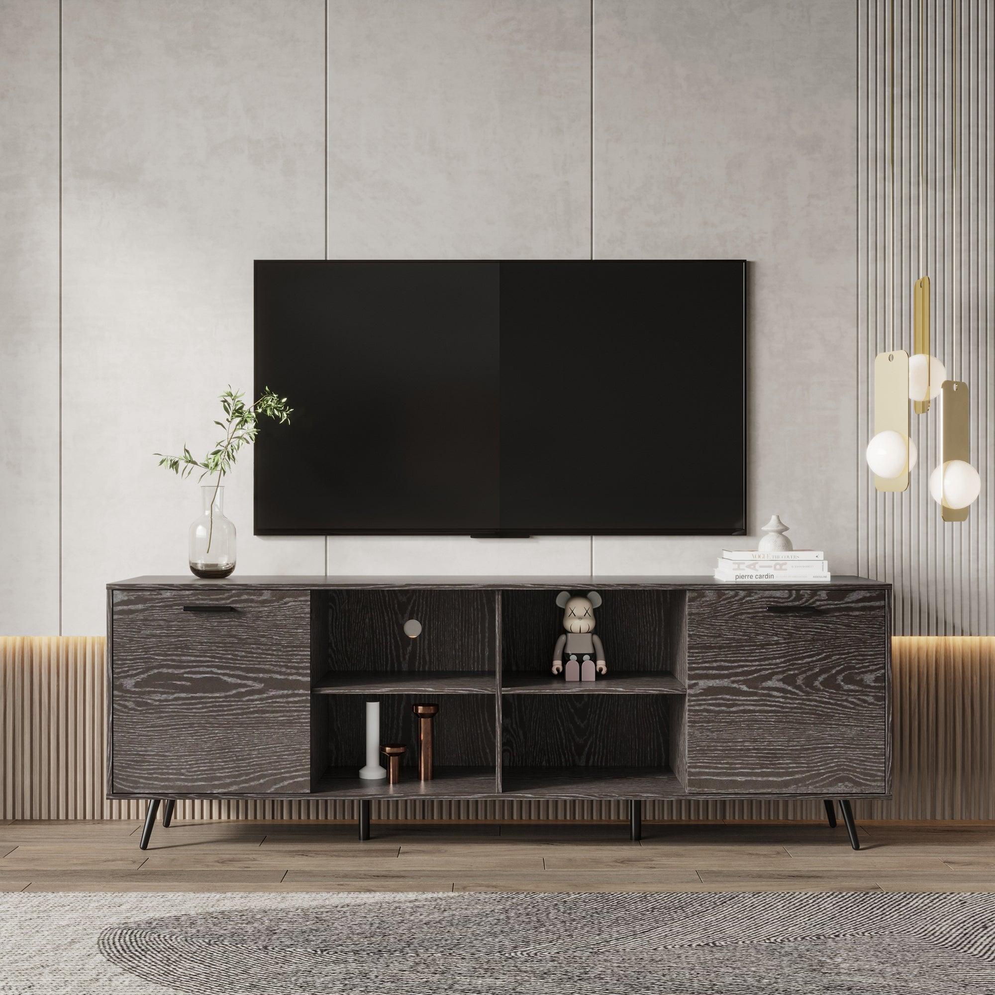 TV Stand Mid-Century WoodModern Entertainment Center AdjustableStorage Cabinet TV Console for Living Room image