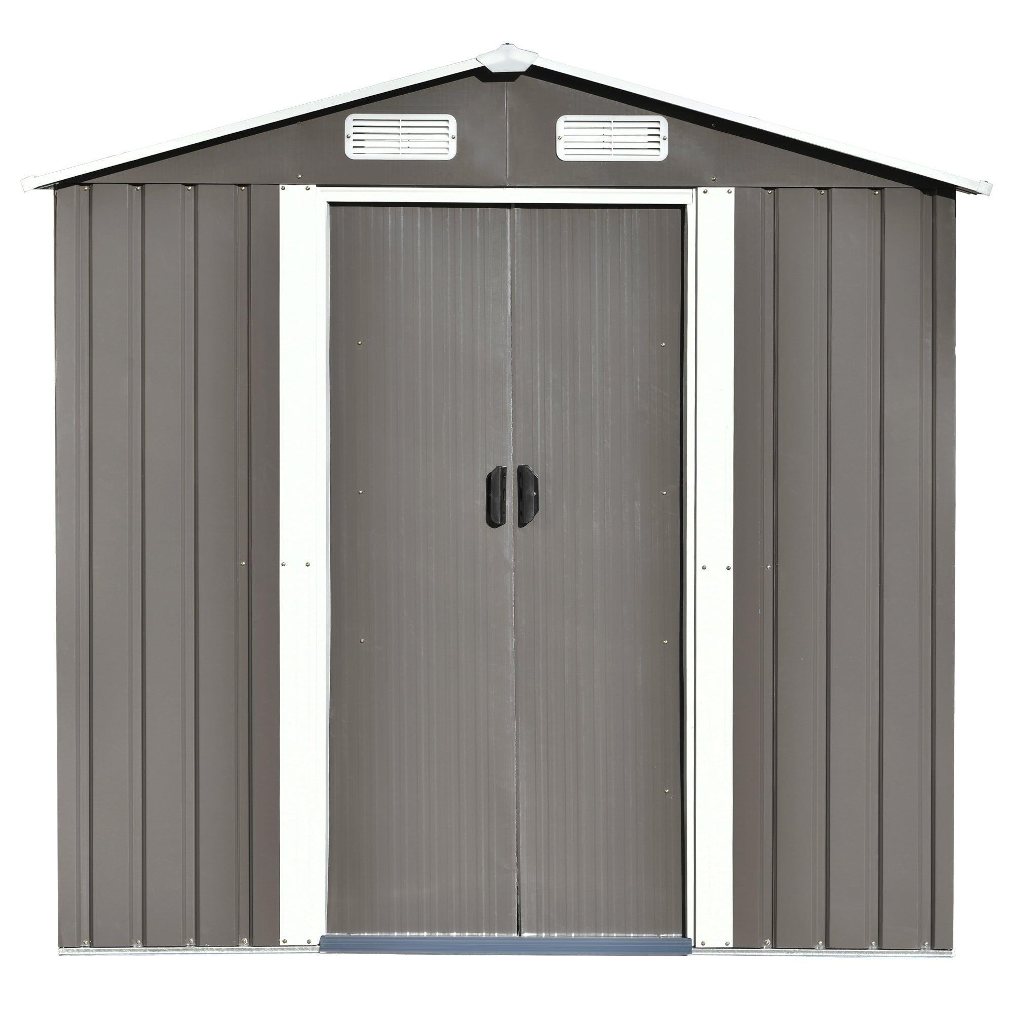 Patio 6ft x4ft Bike Shed Garden Shed, MetalStorage Shed with Lockable Door, Tool Cabinet with Vents and Foundation for Backyard, Lawn, Garden, Gray