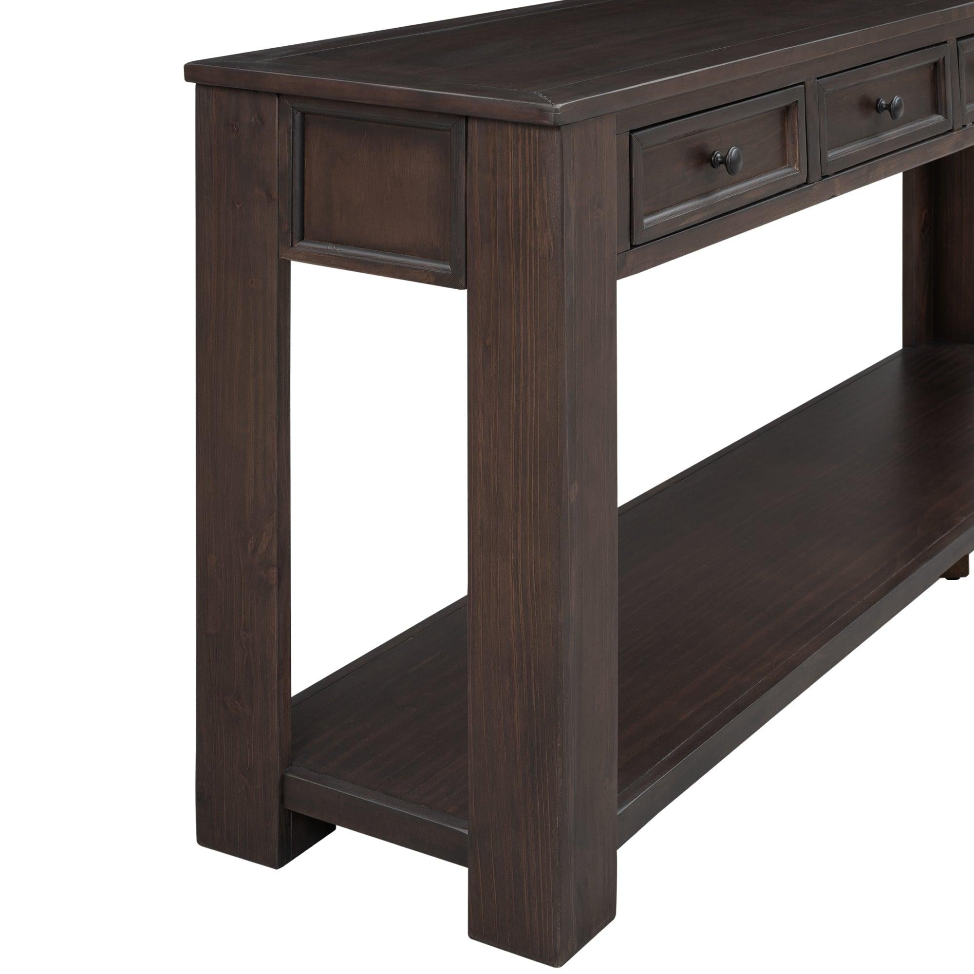 Console Table/Sofa Table withStorage Drawers and Bottom Shelf for Entryway Hallway(Espresso)