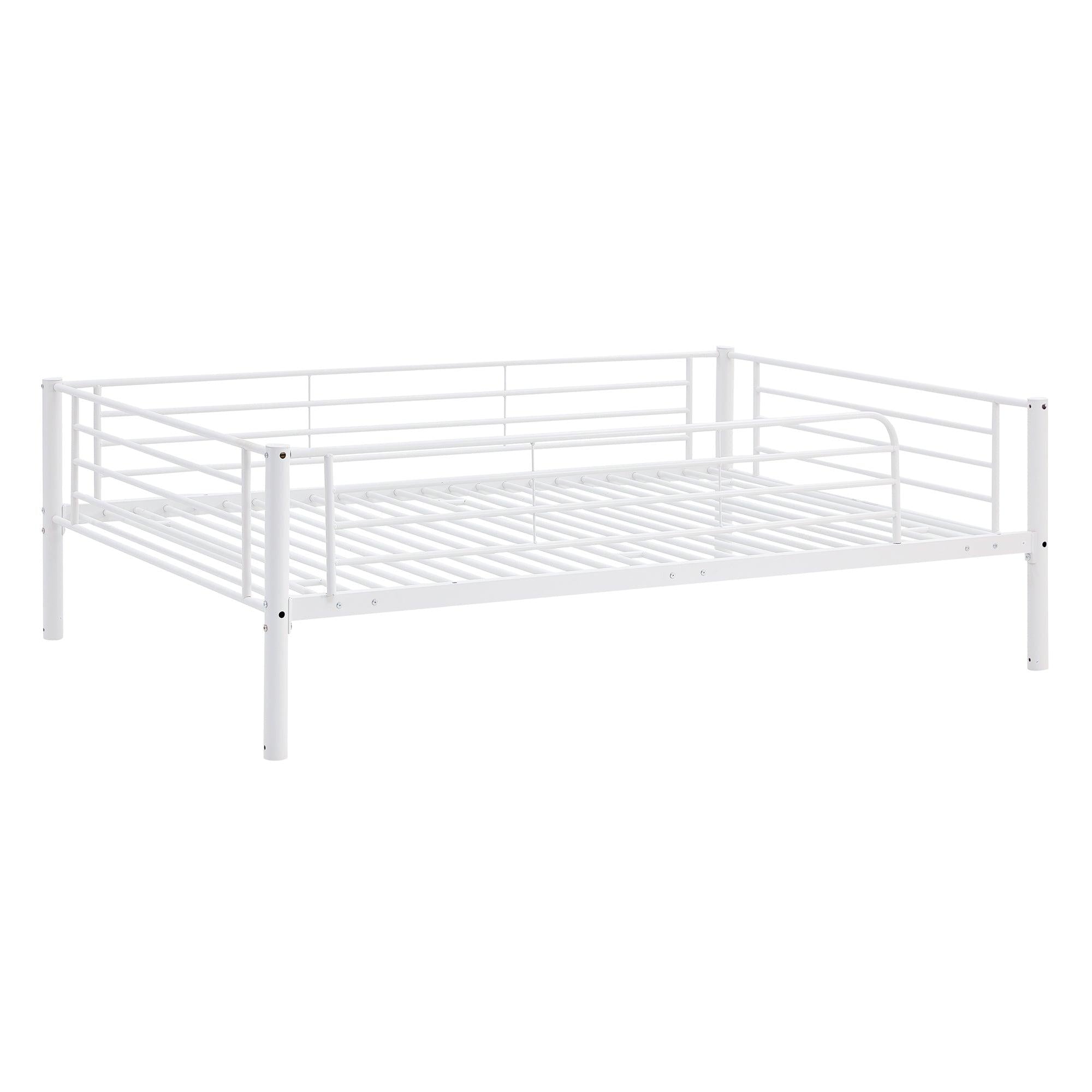 Full-Full-Full Metal  Triple Bed  with Built-in Ladder, Divided into Three Separate Beds,White