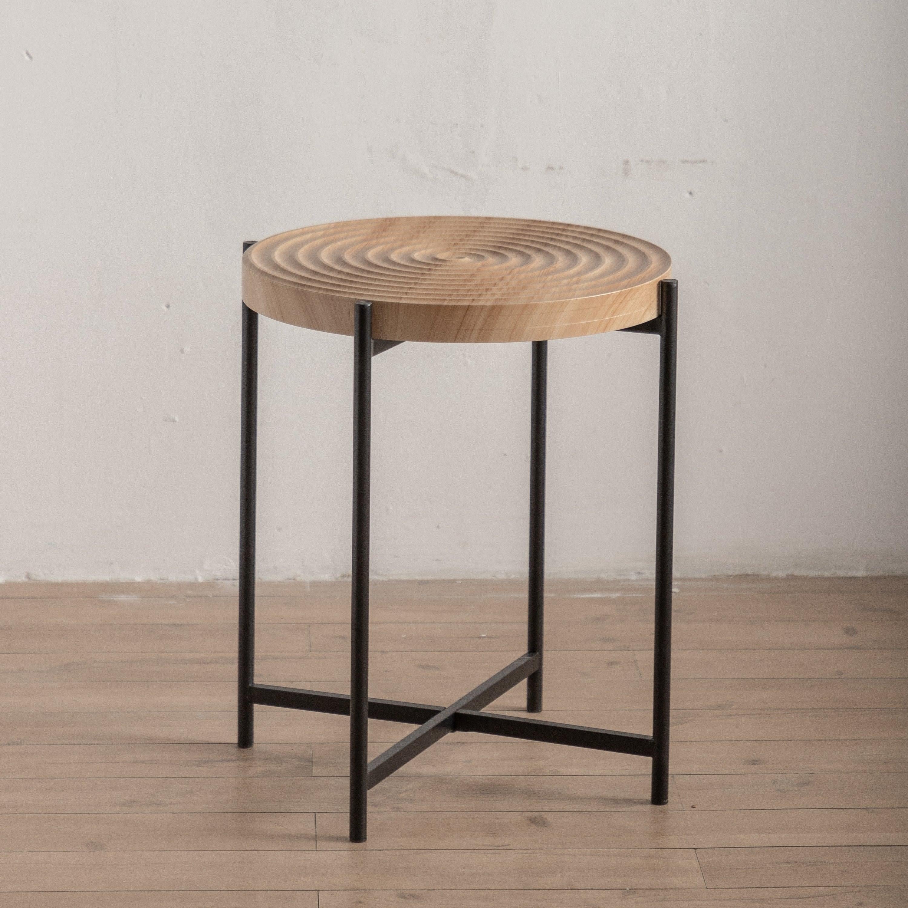 20.47"Modern  Thread Design Round Coffee Table ,  MDF  Table Top with Cross Legs Metal Base