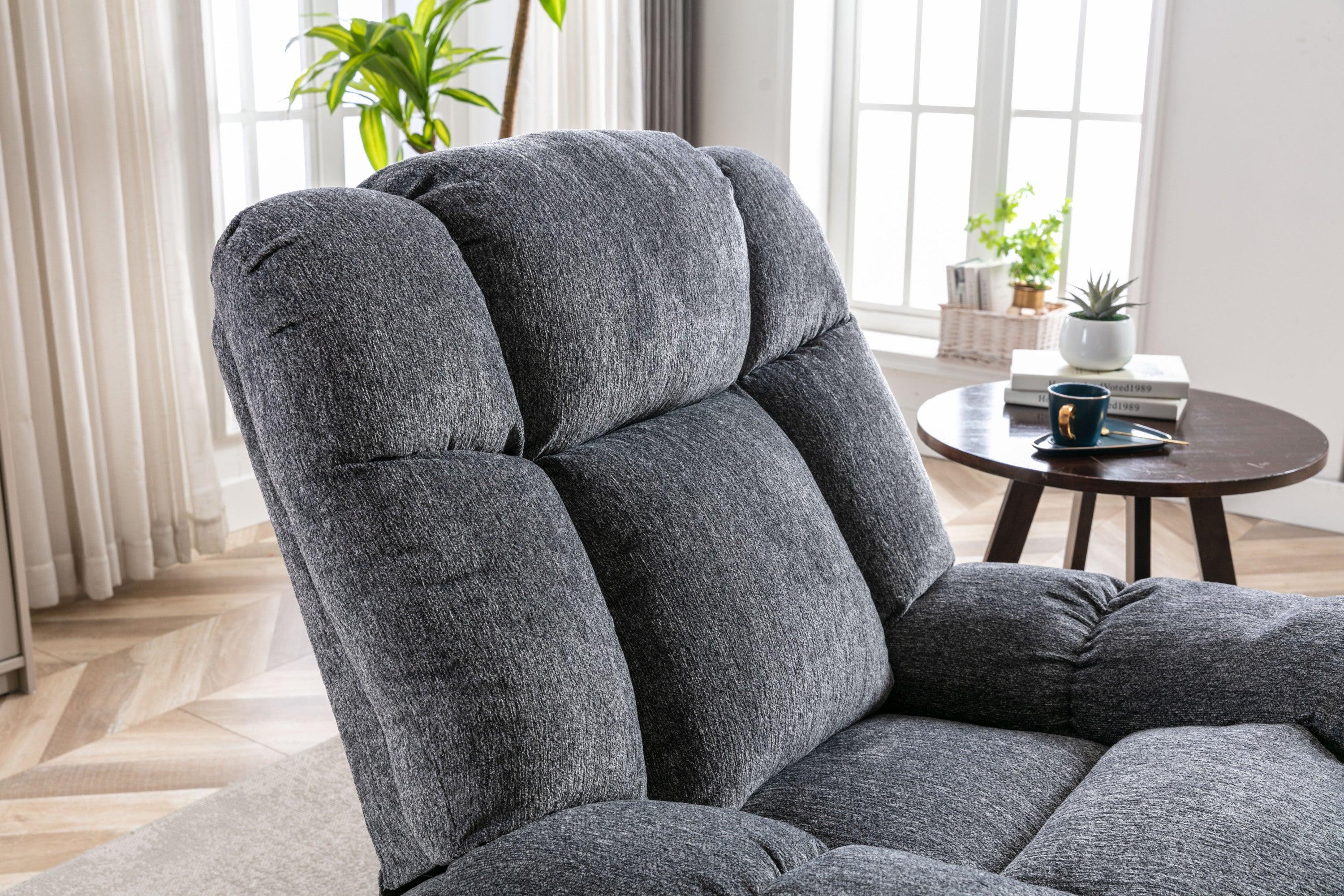 Electric Power Recliner Chairs with USB Charge Port, Electric Reclining Recliner with Upholstered Seat, Overstuffed Reclining Sofa Recliner for Living Room Bedroom (Dark Grey)