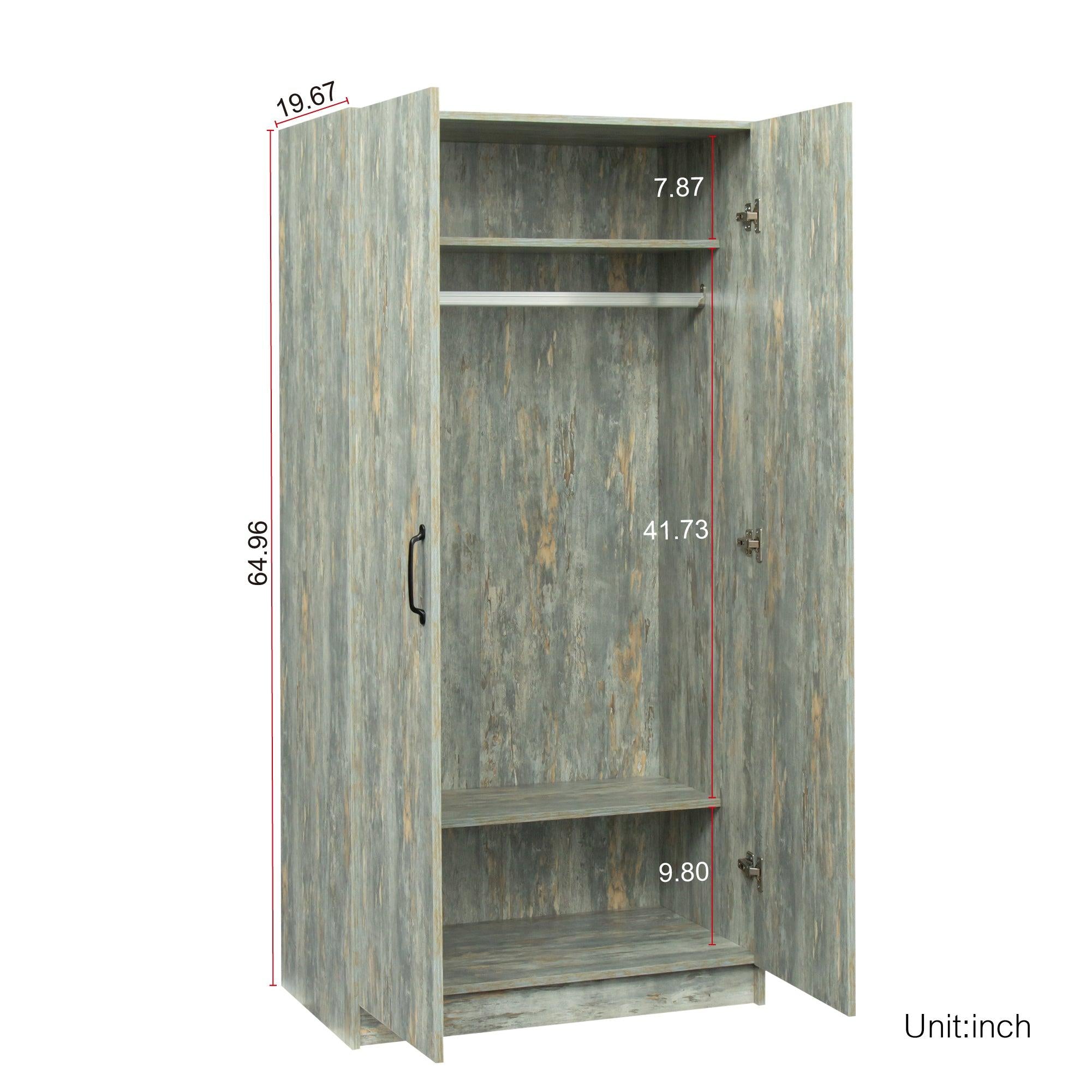 High wardrobe and kitchen cabinet with 2 doors,Grey