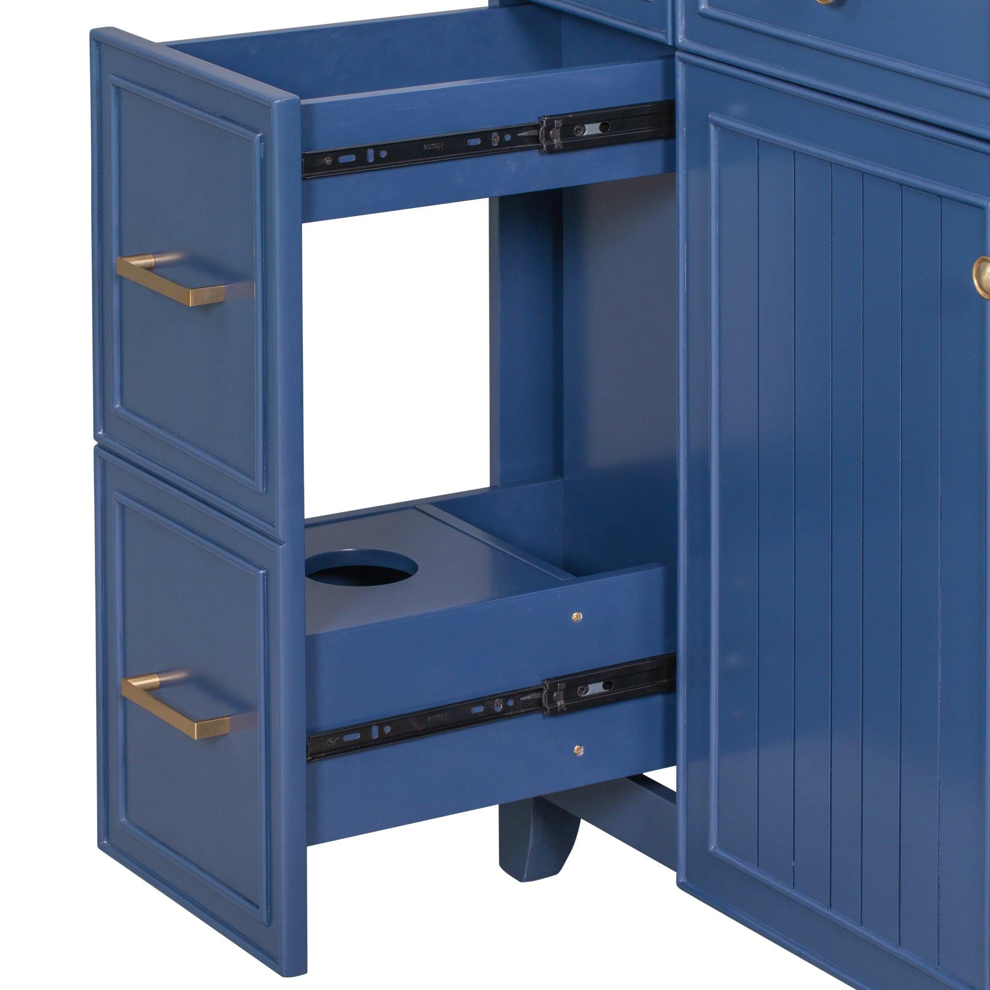 36" Bathroom Vanity Cabinet with Sink Top Combo Set, Navy Blue，Single Sink，Shaker Cabinet with Soft Closing Door and Drawer