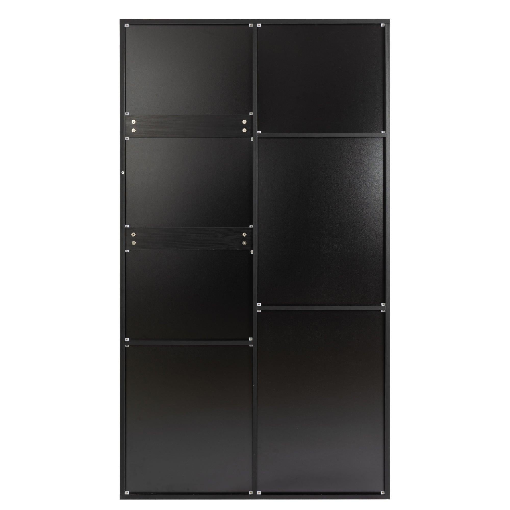 71-inch High wardrobe and cabinet , Clothes Locker，classic sliding barn door armoire, lockers, for bedrooms, cloakrooms, living rooms, color: black +brown