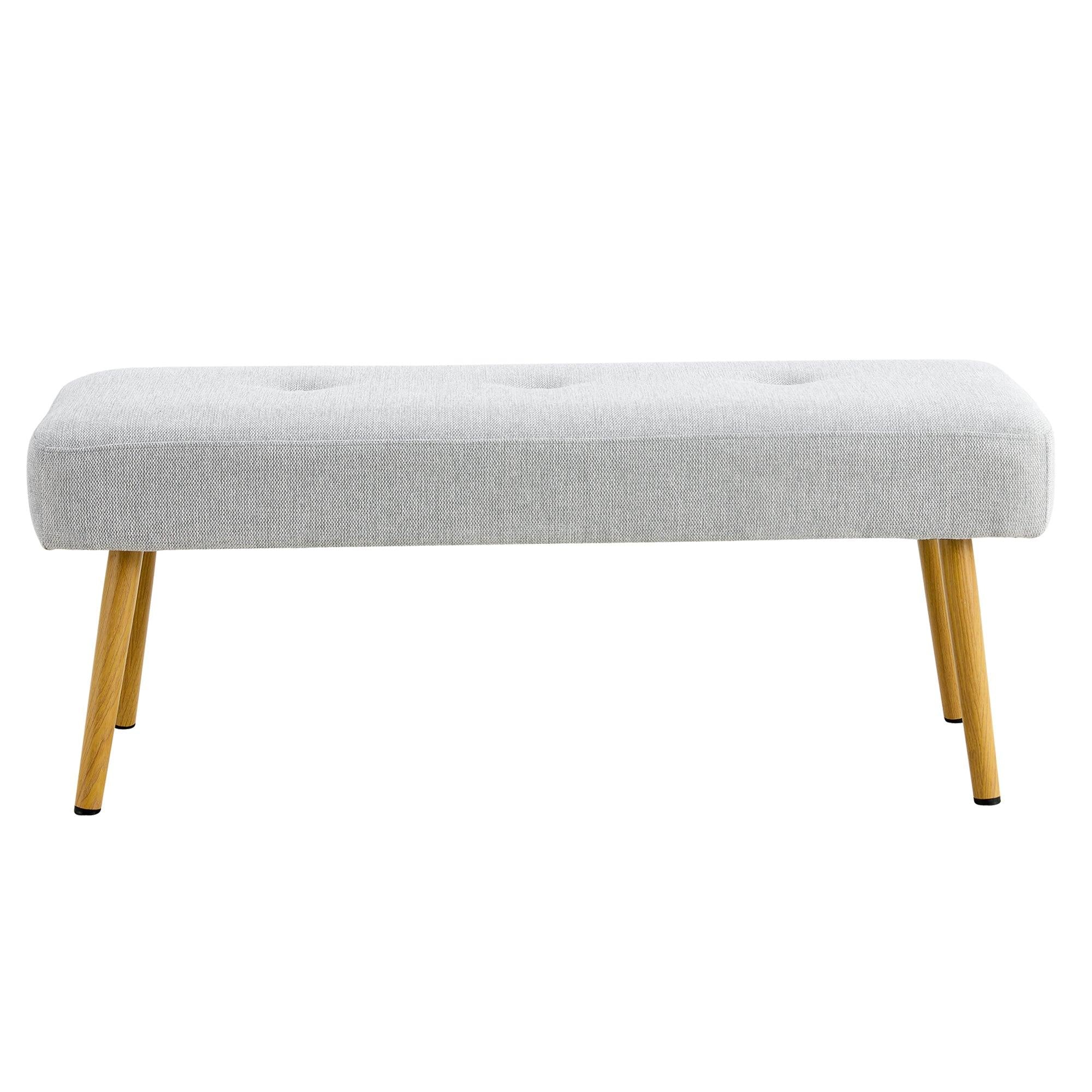 Linen Fabric Upholstered Bench With Gold Metal Legs .Shoe Changing Bench Sofa Bench Dining Chair .for to Bedroom Fitting Room, Store, Dining Room and Living Room.