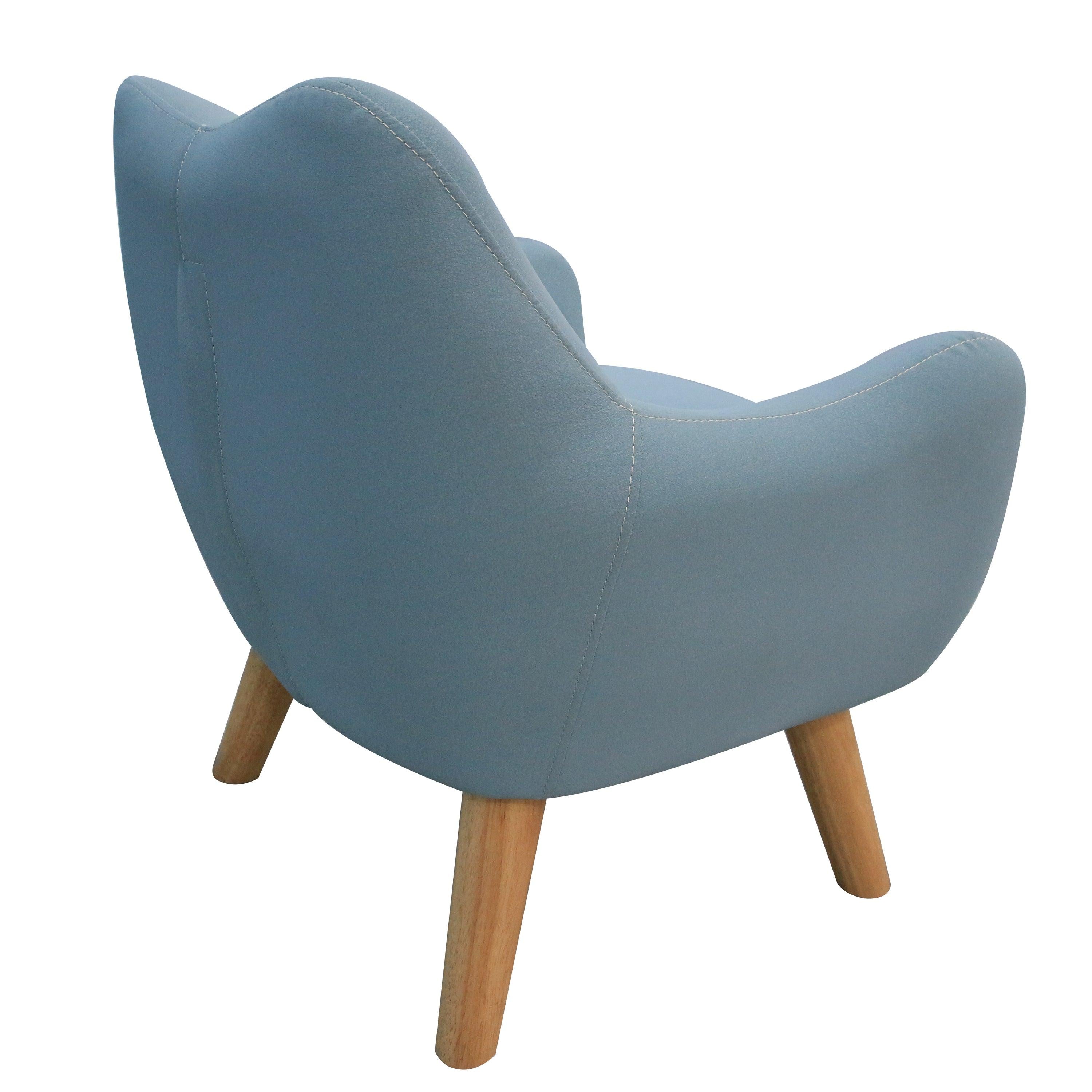 Microfibres fabric upholstered child accent armchair with wooden legs, kids sofa