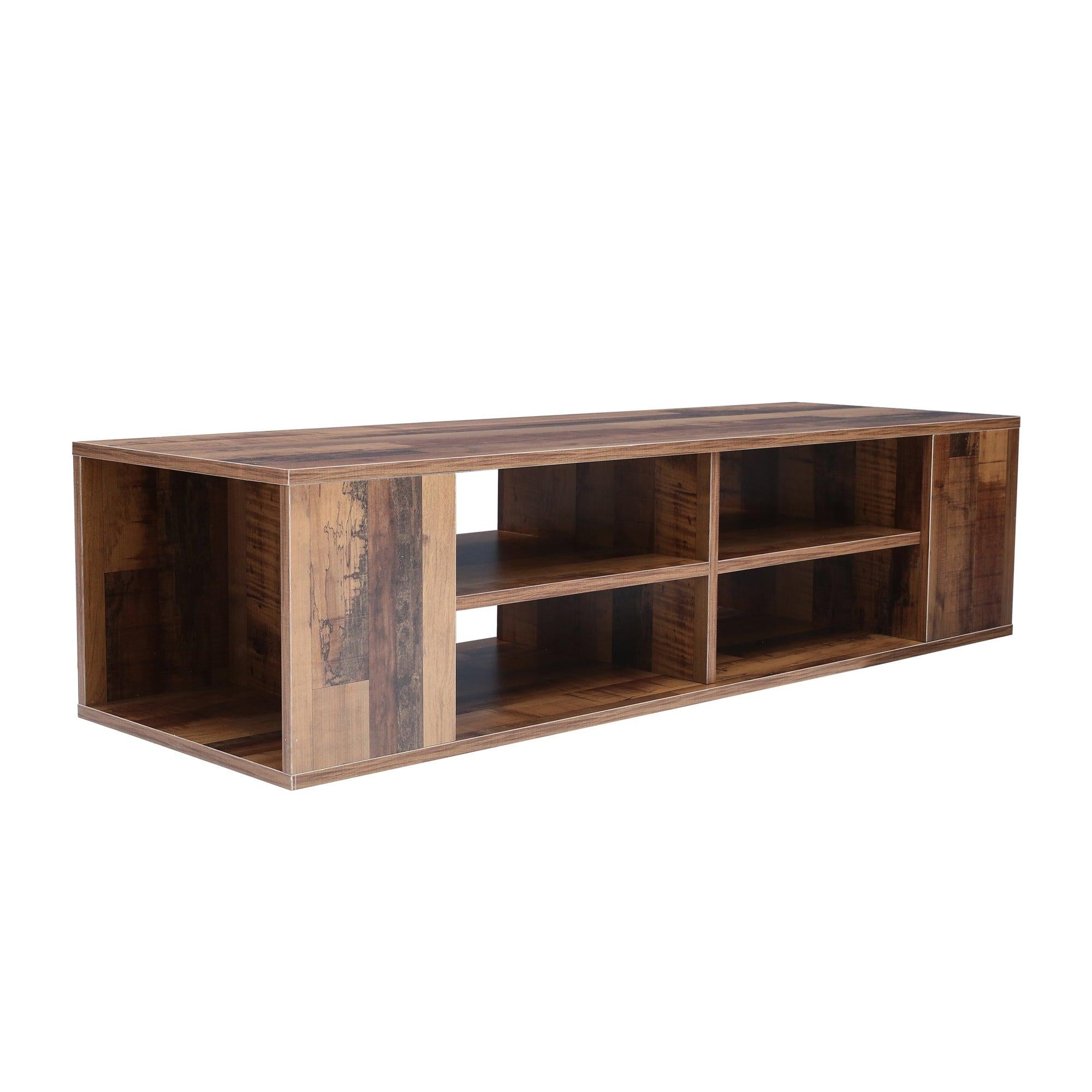 Wall Mounted Media Console,Floating TV Stand Component Shelf with Height Adjustable,Brown