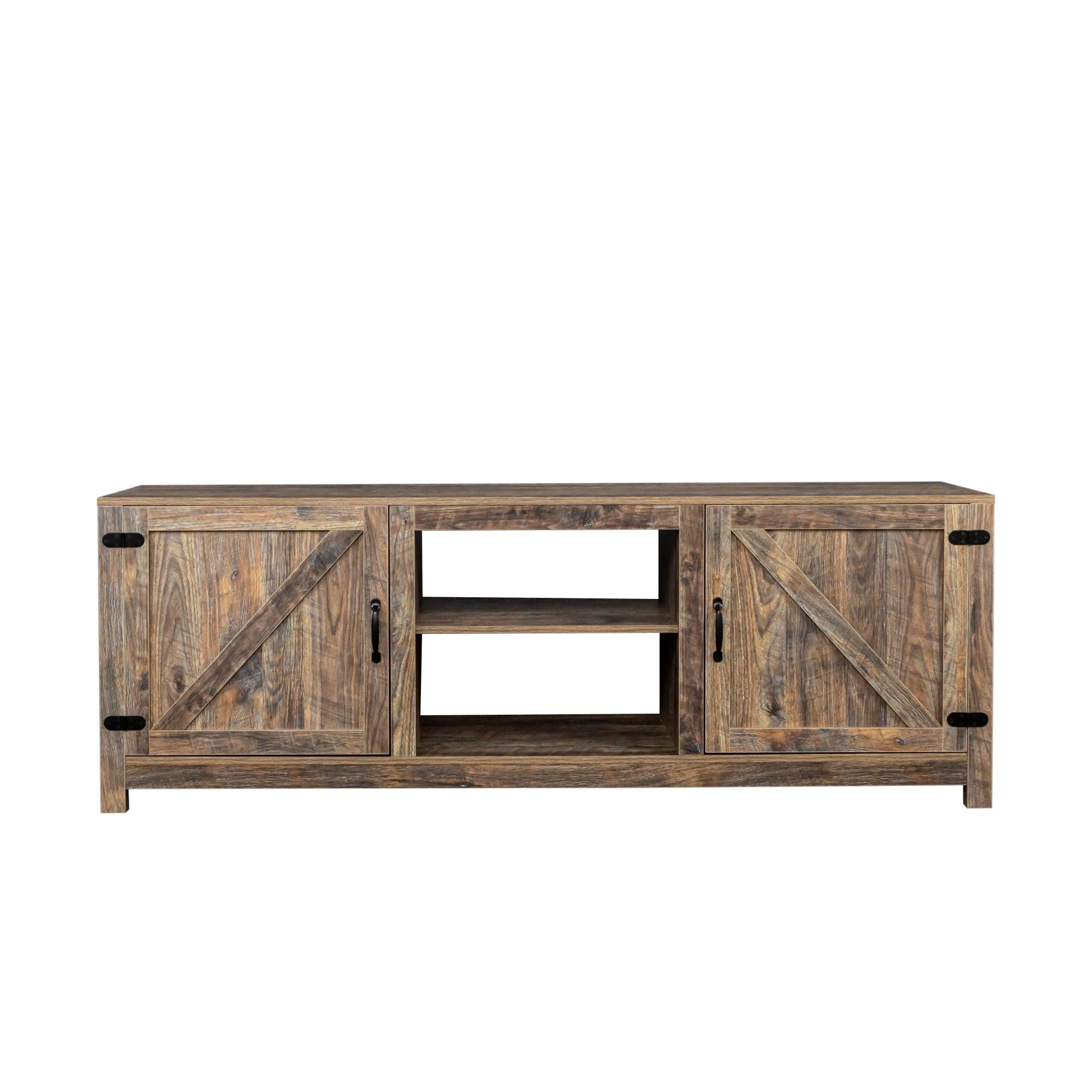 Farmhouse TV Stand,  Wood Entertainment Center Media Console withStorage