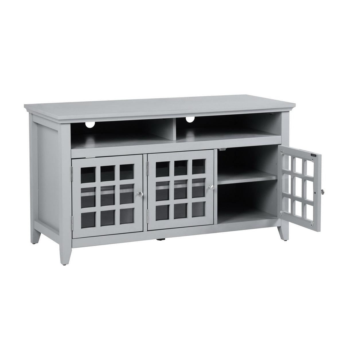 48 INCH TV Stand， TV Stands & Entertainment Centers with 3-Door Cabinet