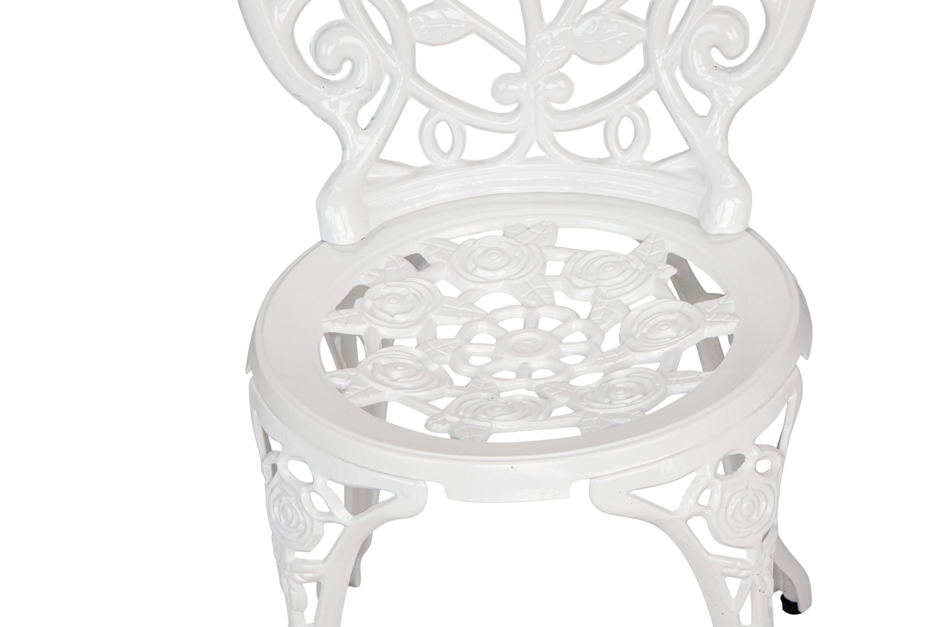 Bistro Table Set, White Rose 3 Piece, Outdoor Patio Table and Chairs Furniture, Durable Rust Weather Resistance，Rose White