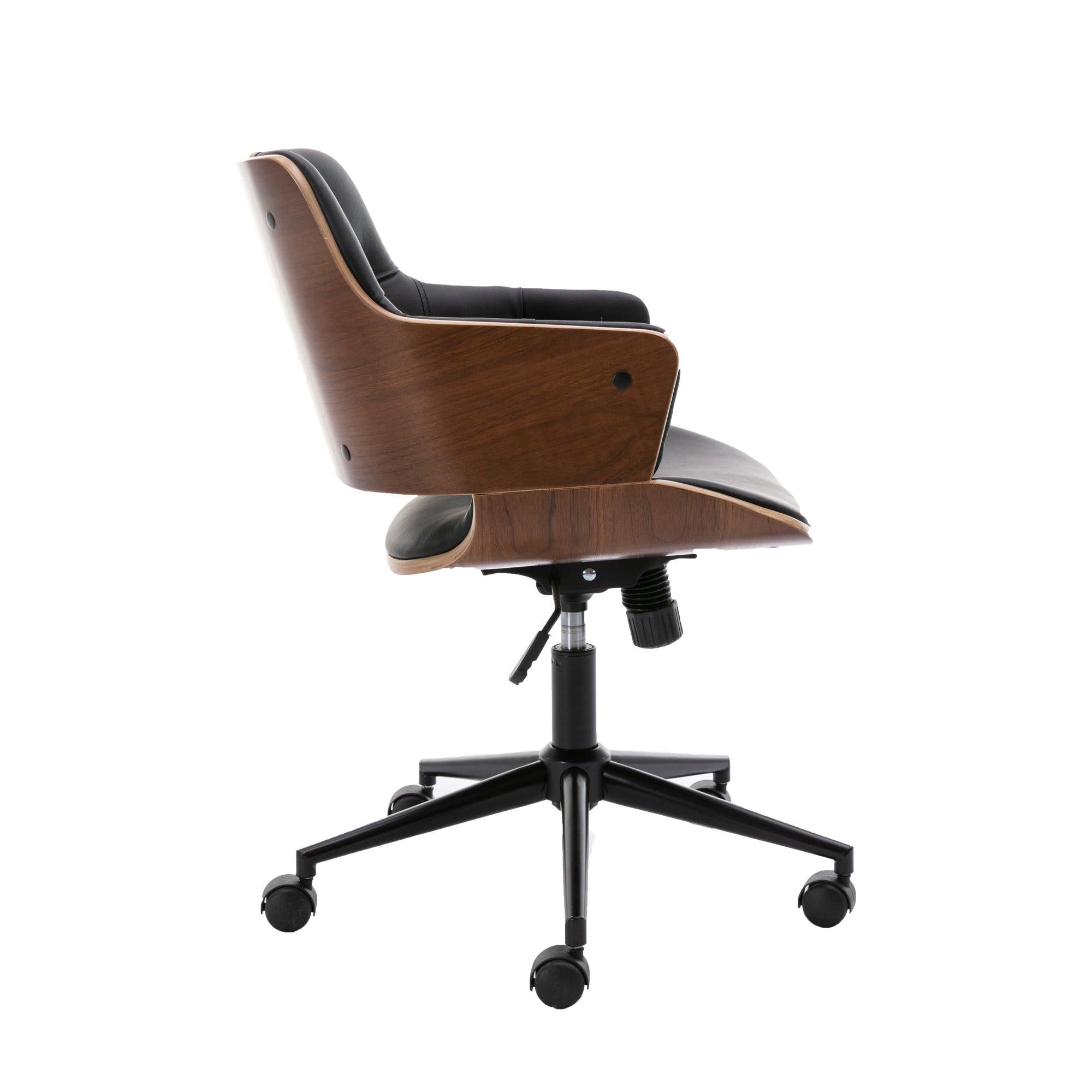 Bentwood Adjustable Office Chair , black PU Leather Upholstery and black foot