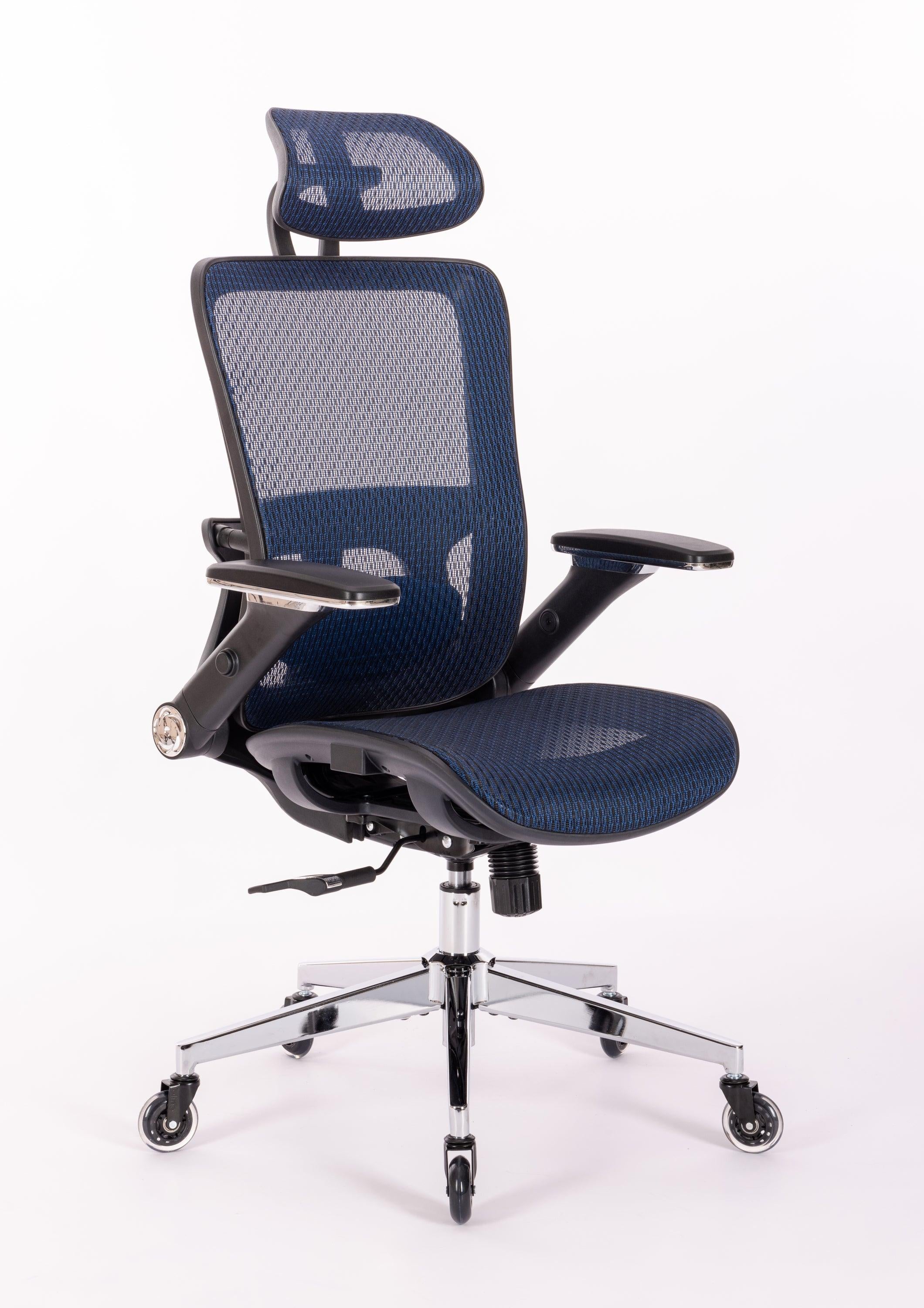 Ergonomic Mesh Office Chair - Rolling Home Desk Chair with 4D Adjustable Flip Armrests,  Adjustable Lumbar Support and Blade Wheels(BLUE MESH) image